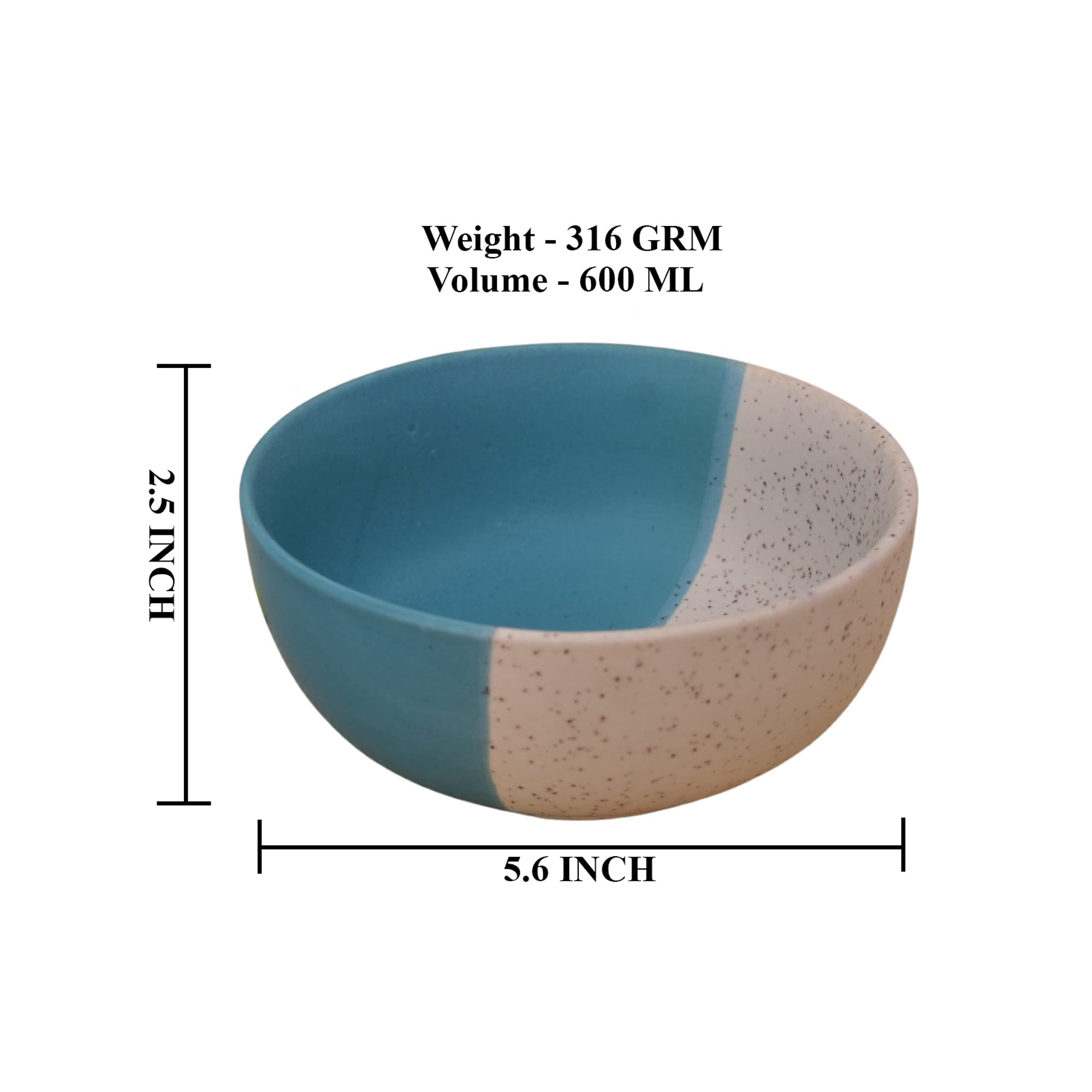 Kunhar Ceramic Bowl 600 ml White Dusty Blue - Image 2