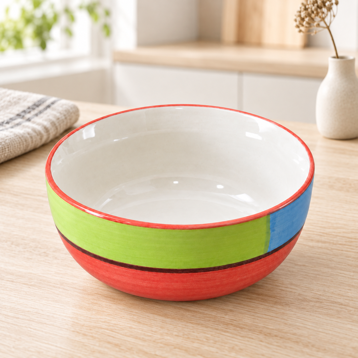 KunhaR Ceramic Serving Bowl, 600 ml, Red, Multipurpose Bowl for Mixing, Serving, Salad, Pasta & Snacks, 1 Piece - Image 2