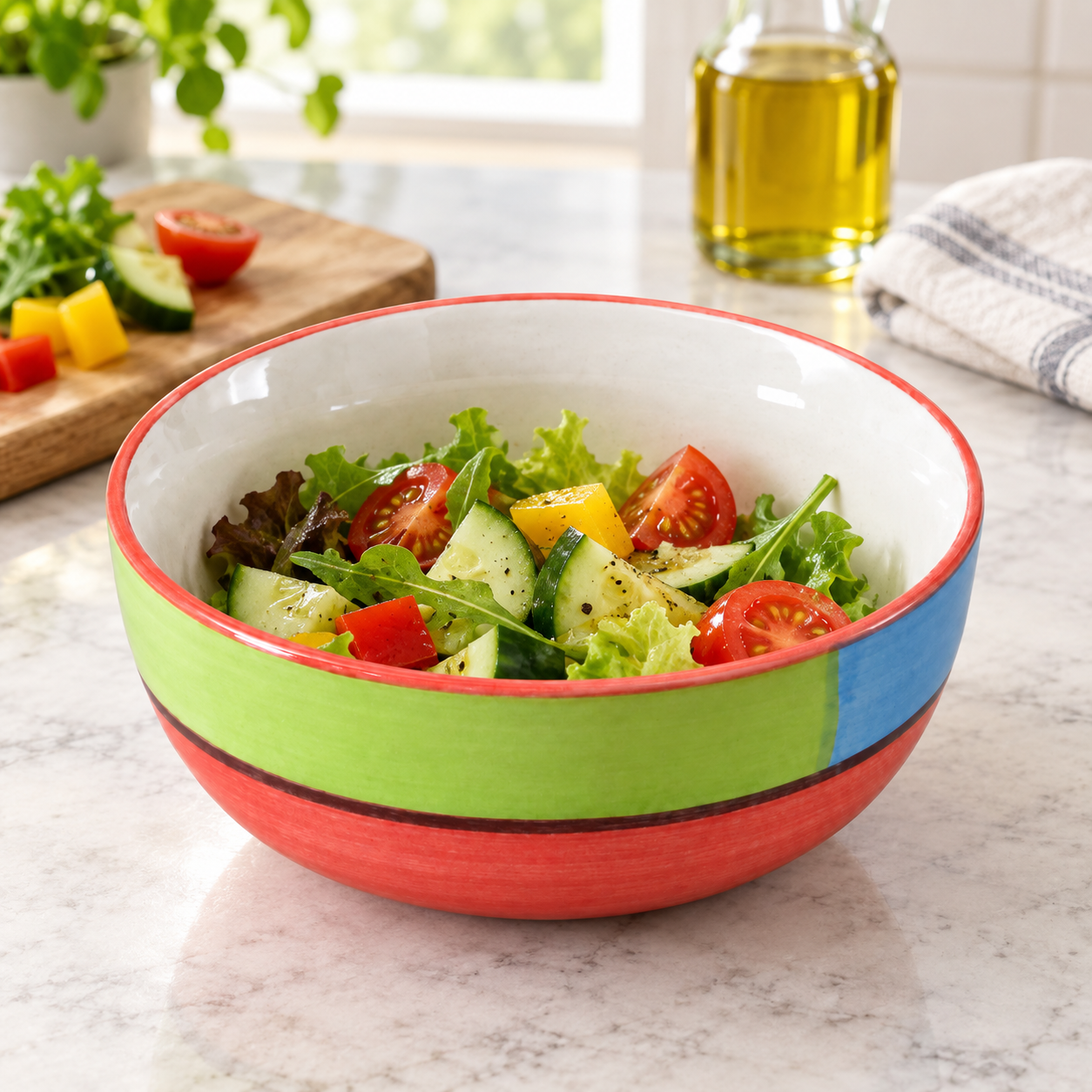 KunhaR Ceramic Serving Bowl, 600 ml, Red, Multipurpose Bowl for Mixing, Serving, Salad, Pasta & Snacks, 1 Piece - Image 4
