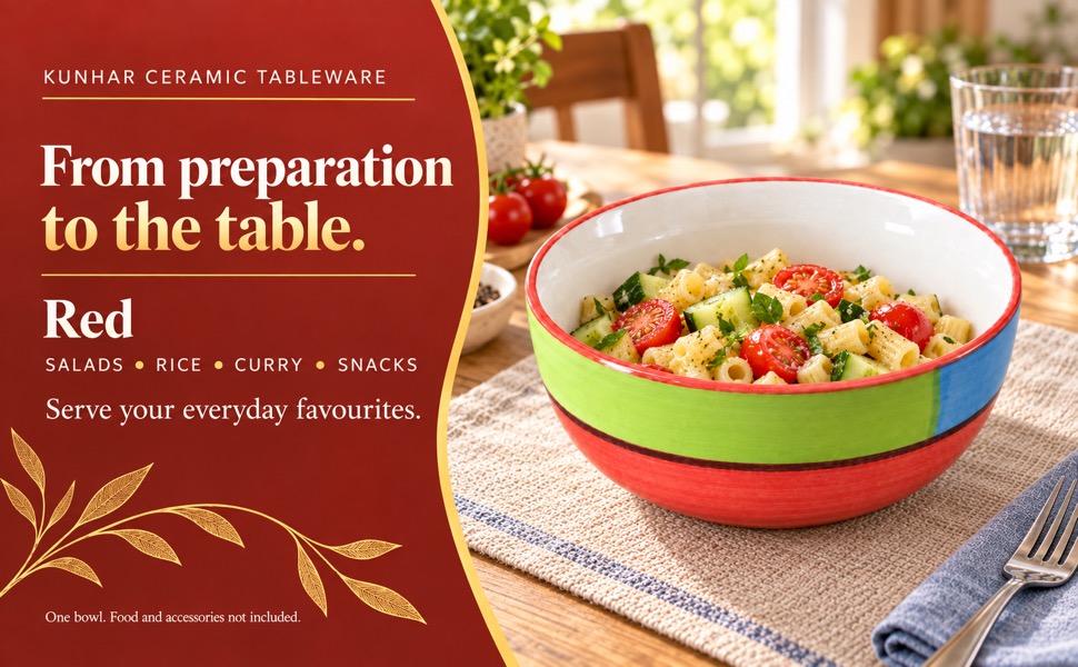 KunhaR Red 600 ml ceramic serving bowl everyday uses banner