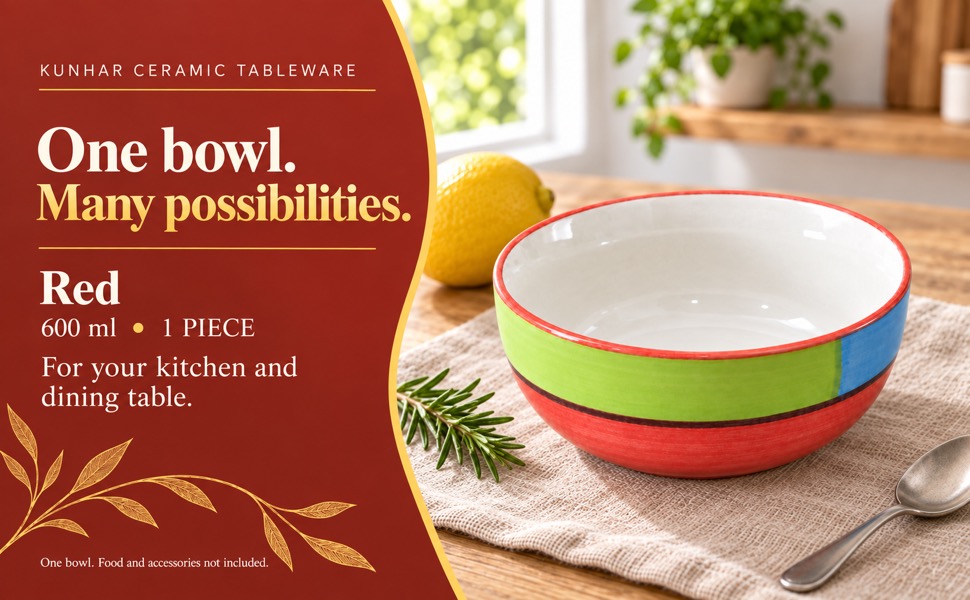 KunhaR Red 600 ml ceramic serving bowl closing story banner
