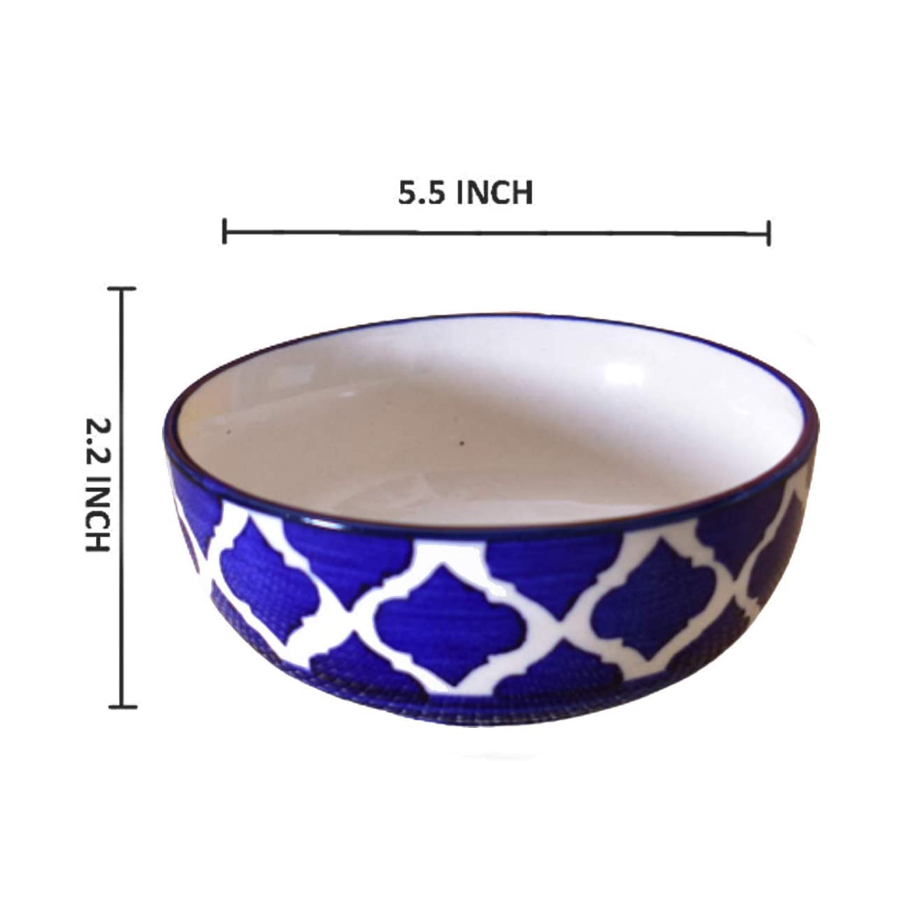 Kunhar Ceramic Serving Bowls (Yellow Blue, 600 ml) - 1 Piece - Image 2