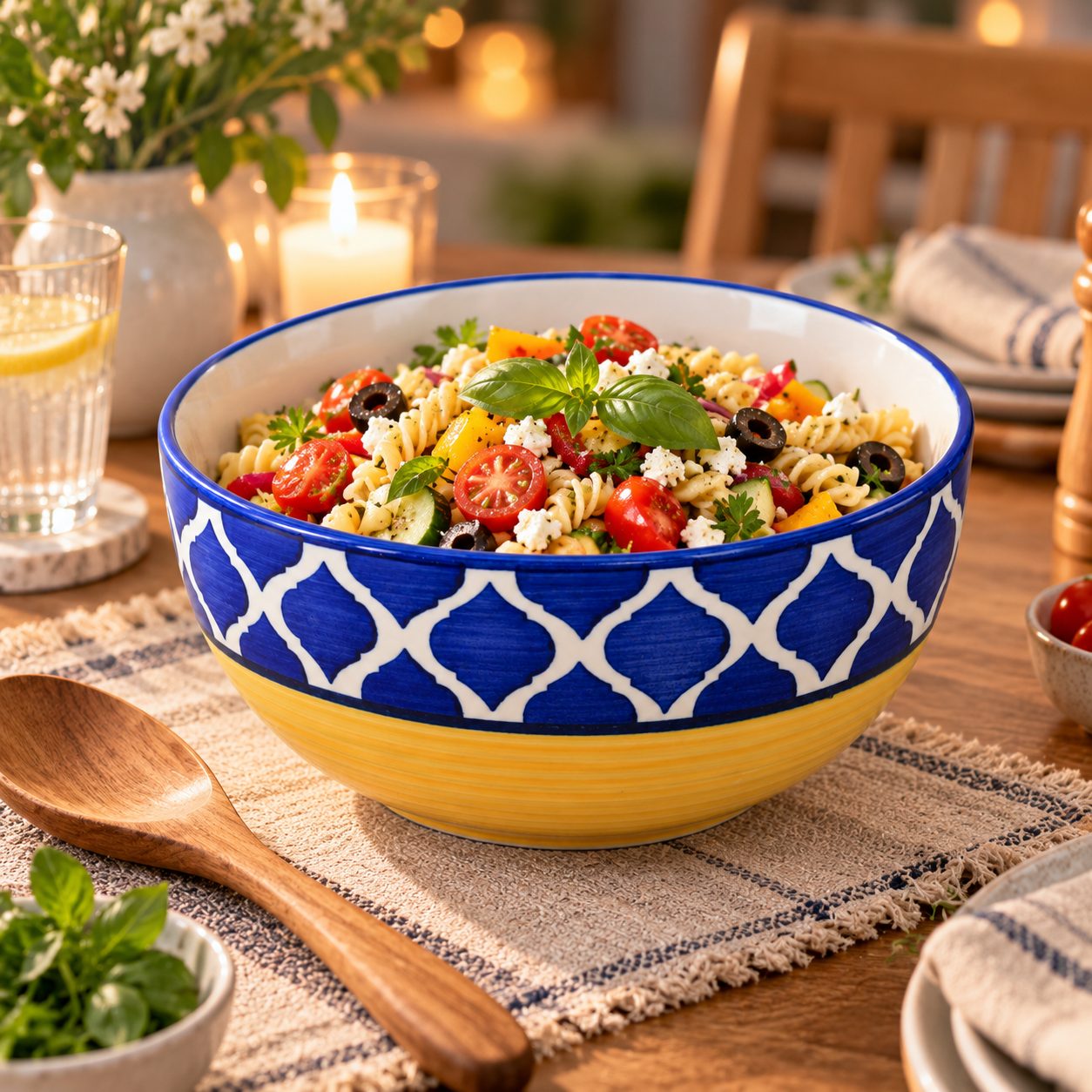 KunhaR Ceramic Serving Bowl, 600 ml, Yellow Blue, Multipurpose Bowl for Mixing, Serving, Salad, Pasta & Snacks, 1 Piece - Image 3