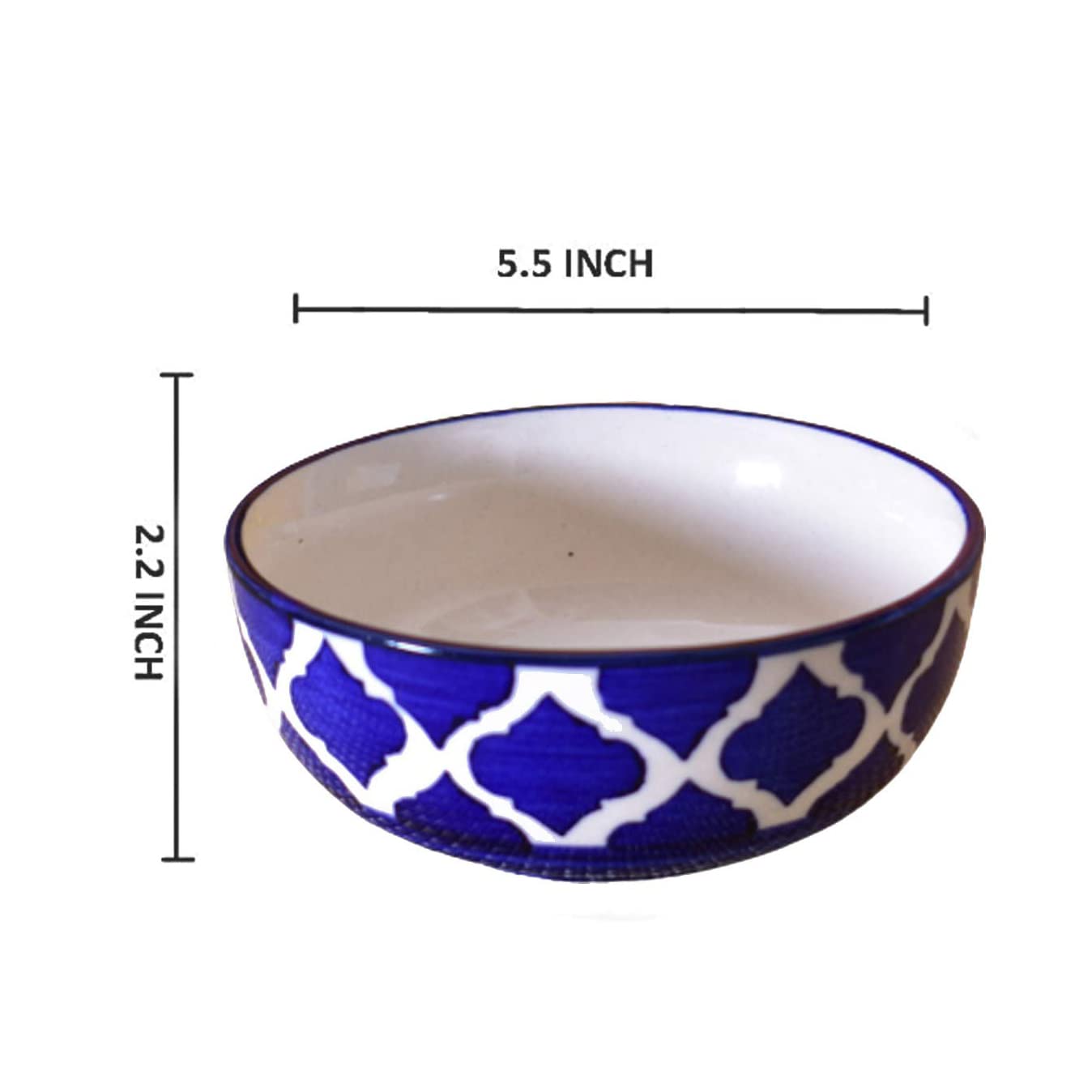 Kunhar Ceramic Serving Bowls (Blue Umrao, 600 ml) - 1 Piece - Image 2