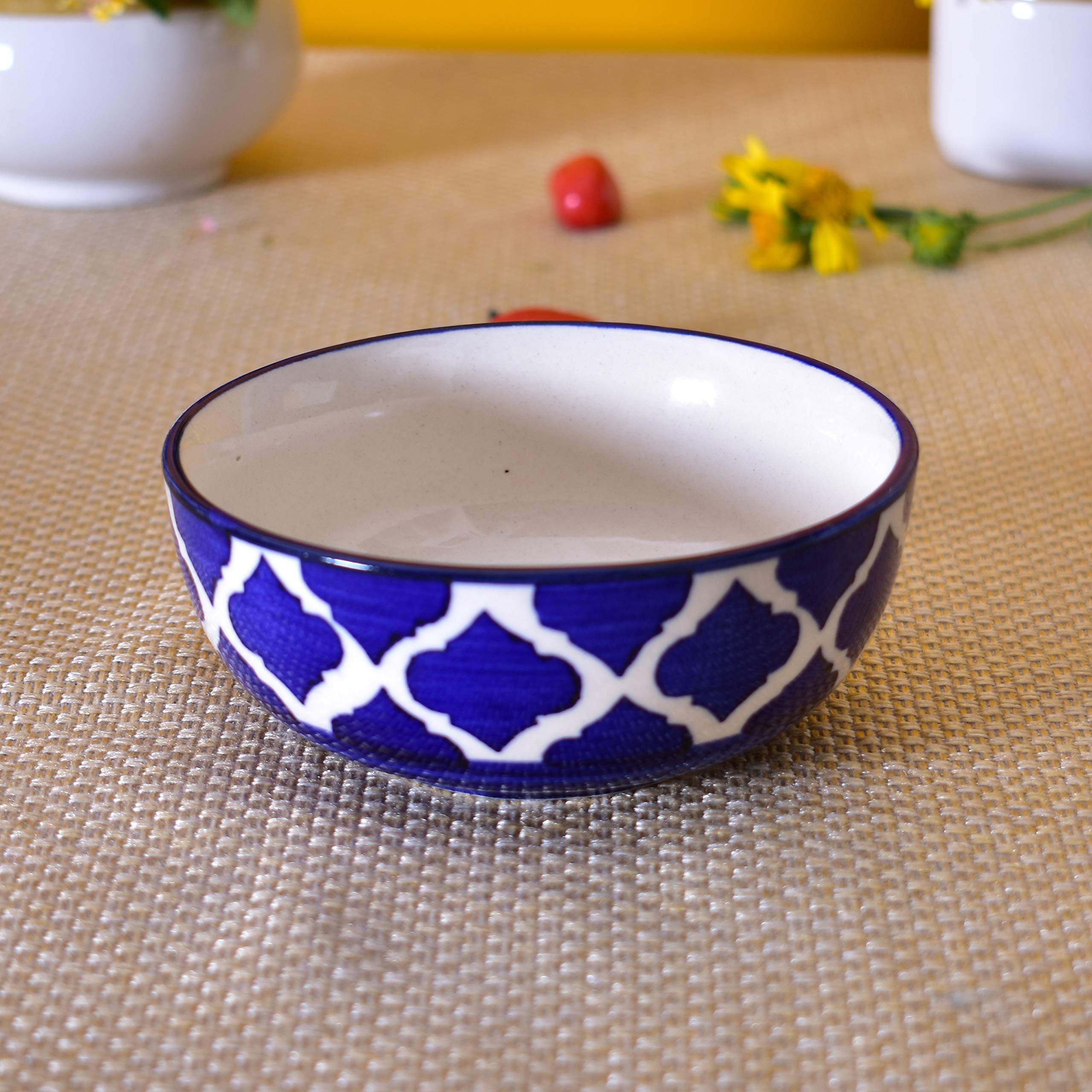 Kunhar Ceramic Serving Bowls (Blue Umrao, 600 ml) - 1 Piece - Image 3