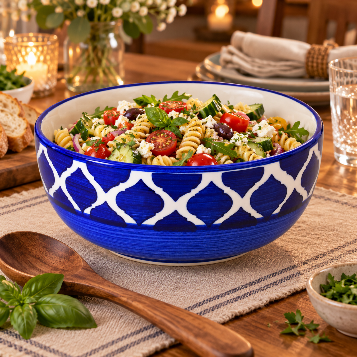 KunhaR Ceramic Serving Bowl, 600 ml, Blue Umrao, Multipurpose Bowl for Mixing, Serving, Salad, Pasta & Snacks, 1 Piece - Image 3