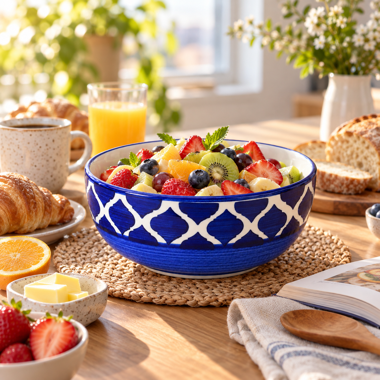 KunhaR Ceramic Serving Bowl, 600 ml, Blue Umrao, Multipurpose Bowl for Mixing, Serving, Salad, Pasta & Snacks, 1 Piece - Image 5