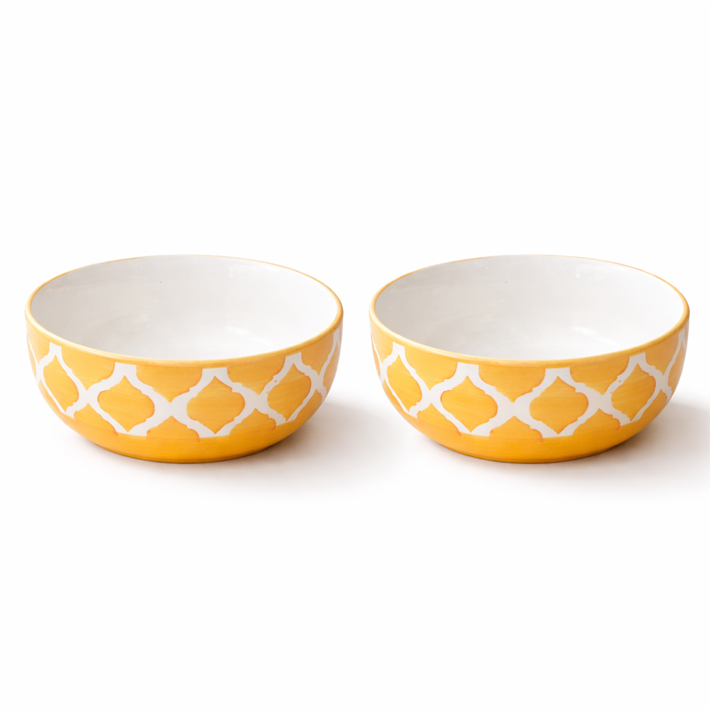 Kunhar Ceramic Mixing Bowls, Microwave Safe Bowl for Kitchen, Freezer & Dishwasher, Ideal for Snacks, Rice, Salad, and Noodles - 600 ML, 2 Pieces, Yellow Chidi - Image 4