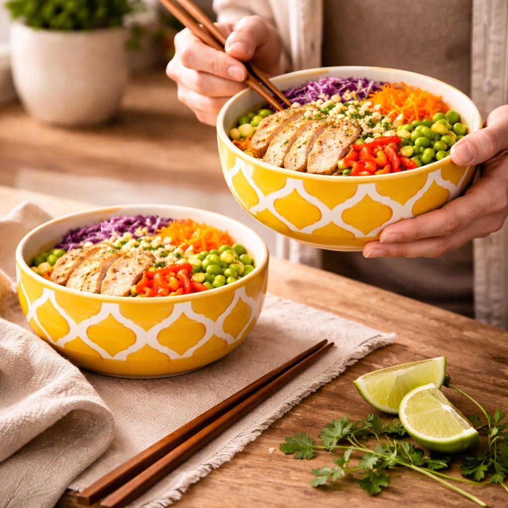 Kunhar Ceramic Mixing Bowls, Microwave Safe Bowl for Kitchen, Freezer & Dishwasher, Ideal for Snacks, Rice, Salad, and Noodles - 600 ML, 2 Pieces, Yellow Chidi - Image 1