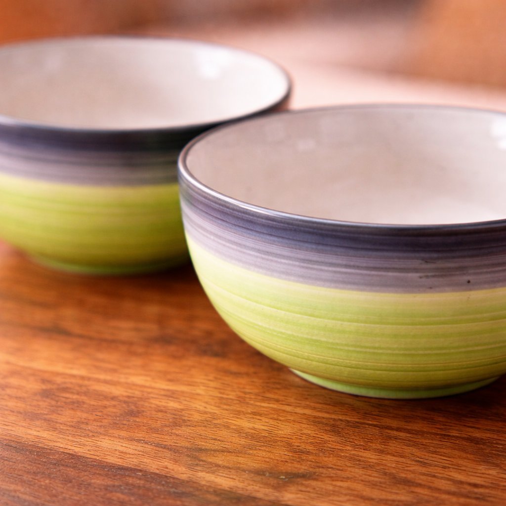 Kunhar Ceramic Mixing Bowls, Microwave Safe Bowl for Kitchen, Freezer & Dishwasher, Ideal for Snacks, Rice, Salad, and Noodles - 600 ML, 2 Pieces, Green Grey - Image 5