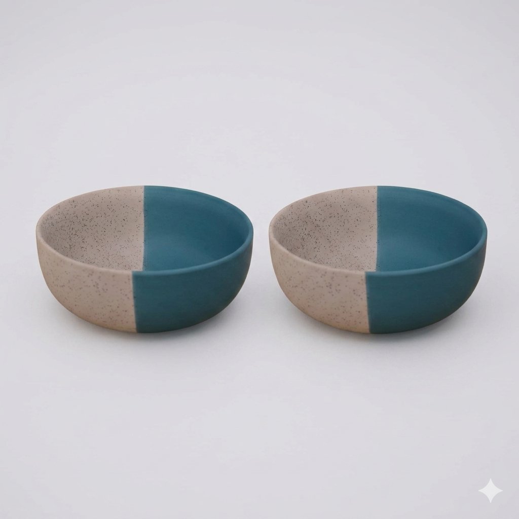Kunhar Ceramic Mixing Bowls, Microwave Safe Bowl for Kitchen, Freezer & Dishwasher, Ideal for Snacks, Rice, Salad, and Noodles - 600 ML, 2 Pieces, White Dusty Blue - Image 5