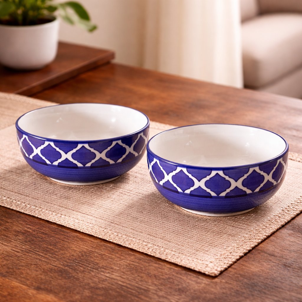 Kunhar Ceramic Mixing Bowls, Microwave Safe Bowl for Kitchen, Freezer & Dishwasher, Ideal for Snacks, Rice, Salad, and Noodles - 600 ML, 2 Pieces, Blue Chidi - Image 6