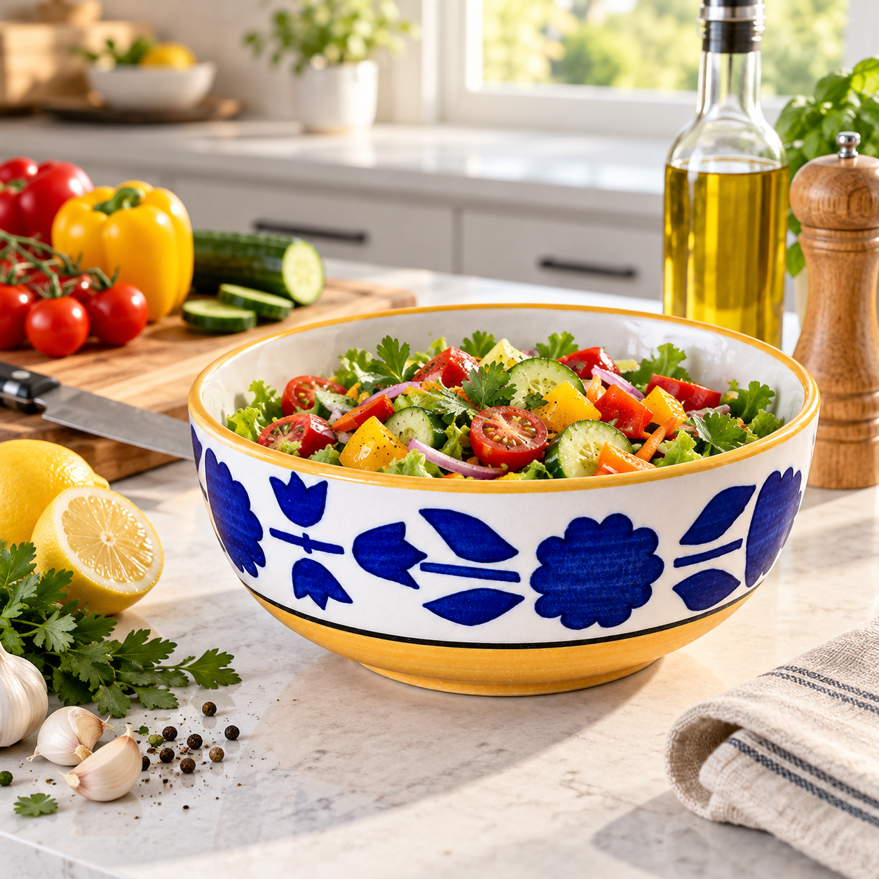 KunhaR Ceramic Serving Bowl 800 ml, Yellow | Medium Ceramic Bowl for Salad, Pasta, Noodles, Fruits, Curry & Snacks | Premium Tableware for Kitchen & Dining | 1 Piece - Image 3