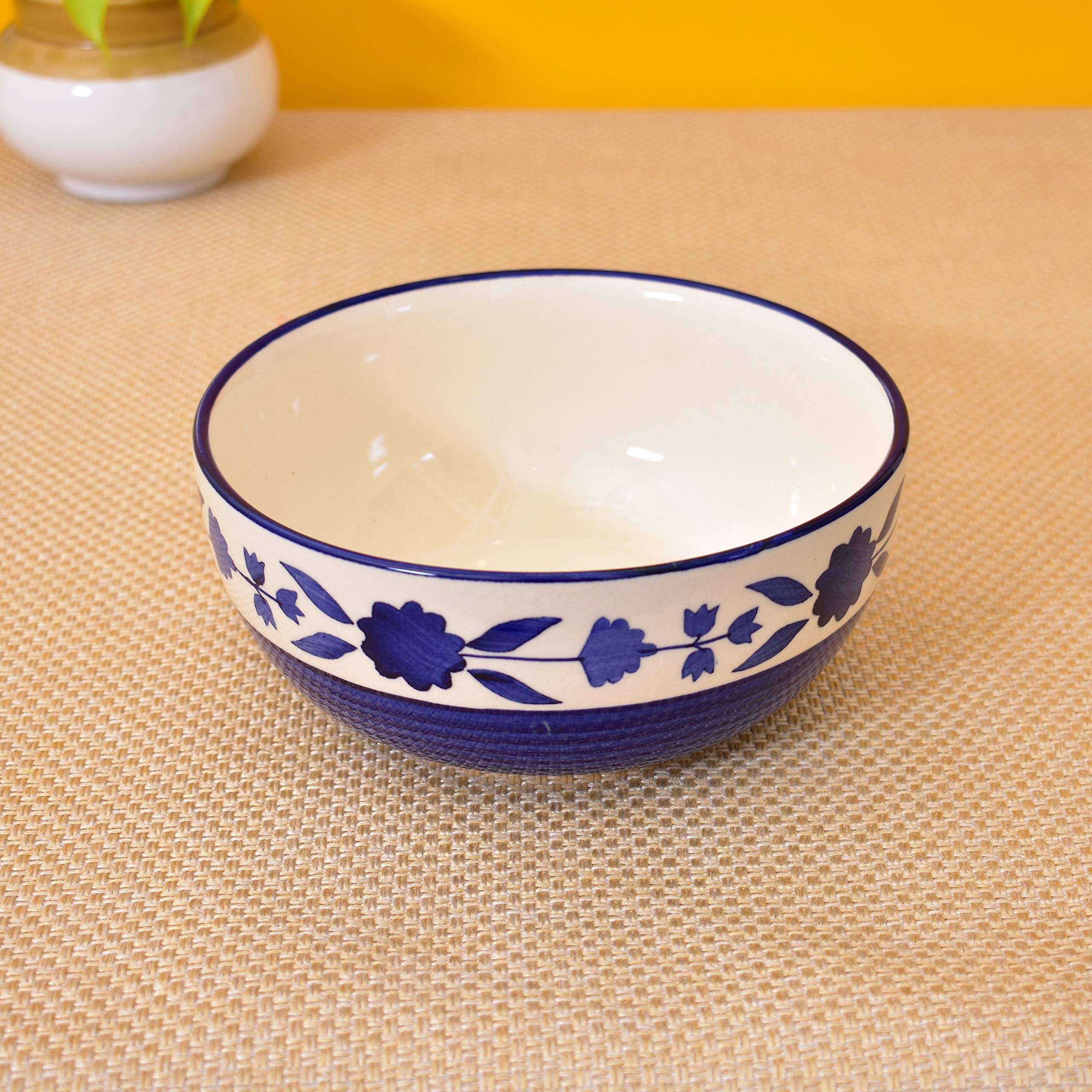 Kunhar Ceramic Serving Bowls (Blue Flower, 800 ml) - 1 Piece - Image 3