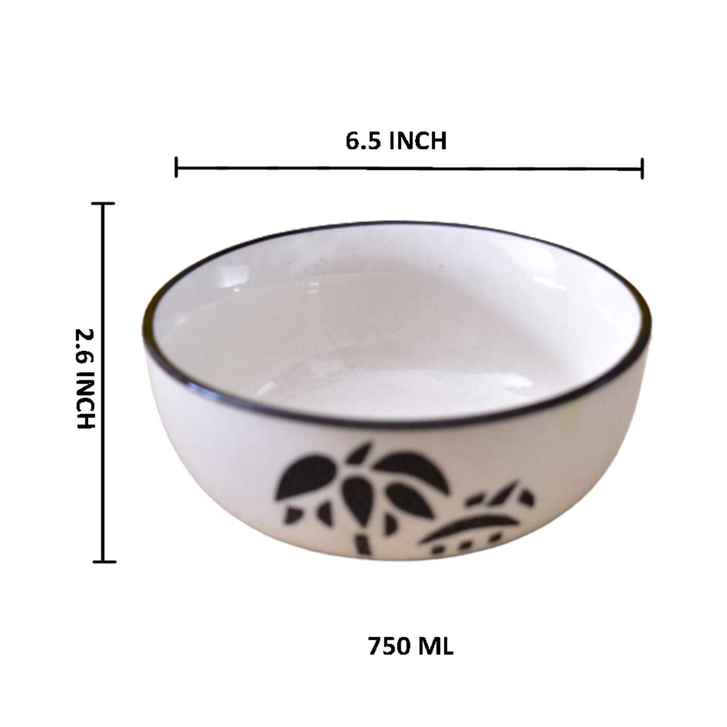 Kunhar Ceramic Serving Bowls (Coconut White, 800 ml) - 1 Piece - Image 2