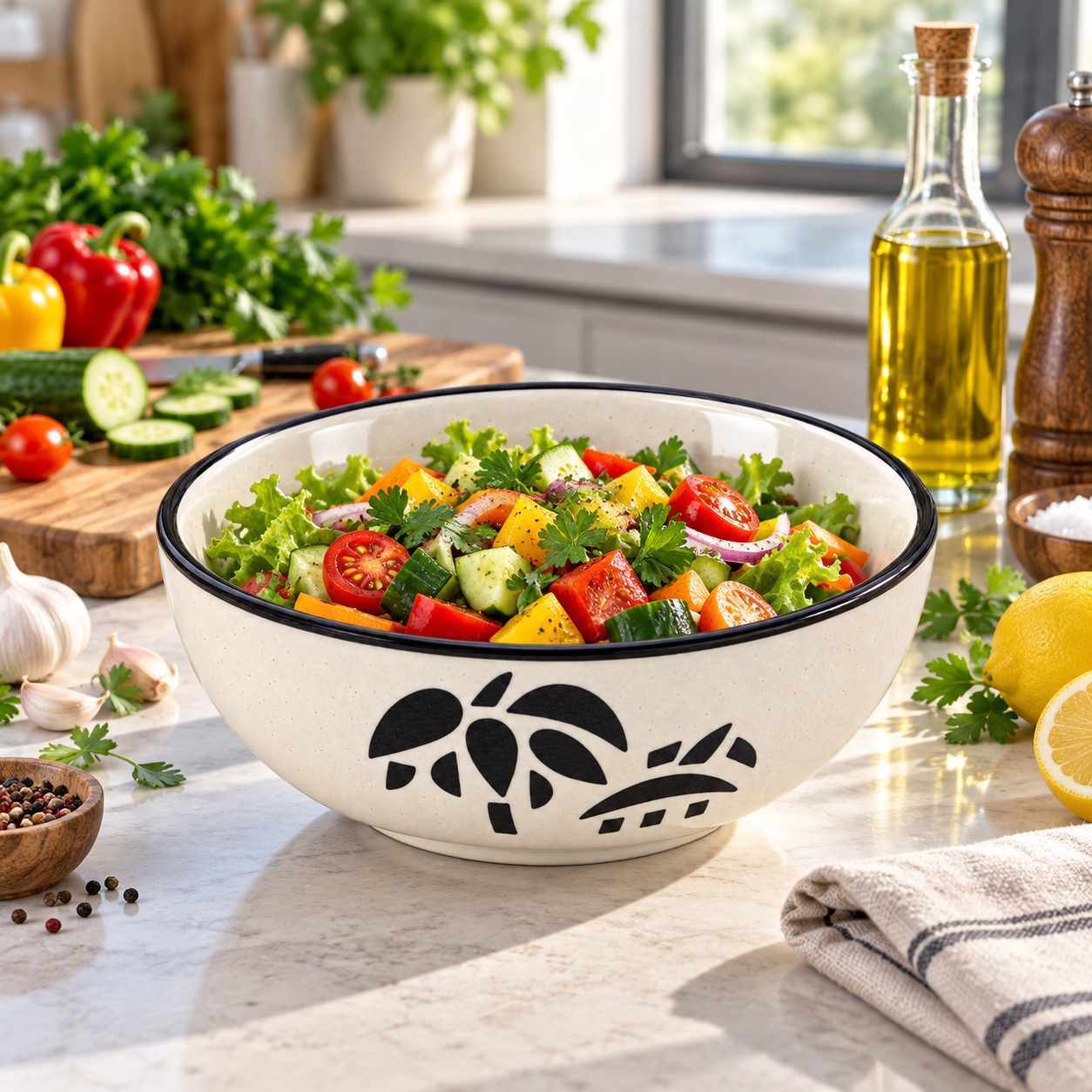 KunhaR Ceramic Serving Bowl 800 ml, Coconut White | Medium Ceramic Bowl for Salad, Pasta, Noodles, Fruits, Curry & Snacks | Premium Tableware for Kitchen & Dining | 1 Piece - Image 4