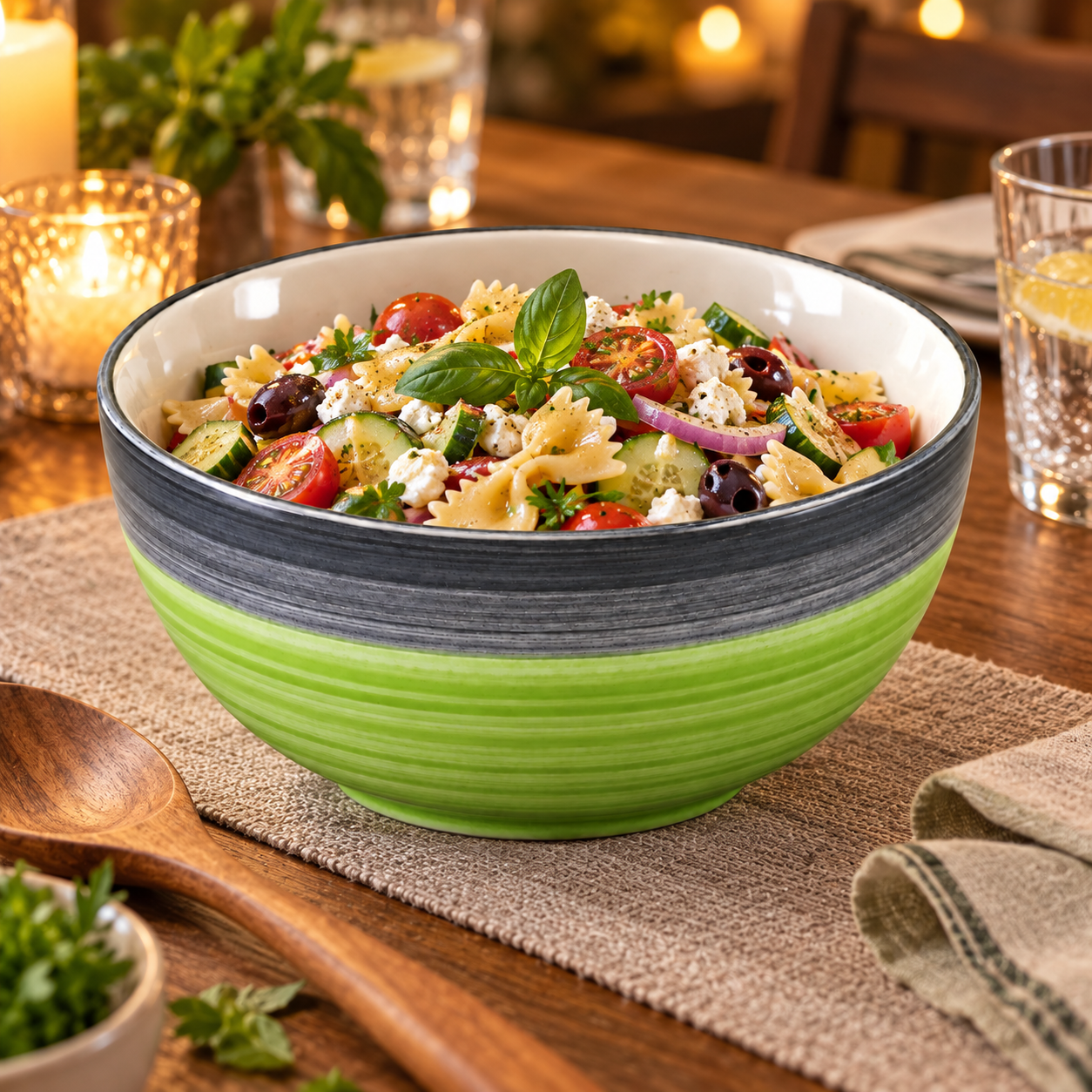 KunhaR Ceramic Serving Bowl 800 ml, Green Gray | Medium Ceramic Bowl for Salad, Pasta, Noodles, Fruits, Curry & Snacks | Premium Tableware for Kitchen & Dining | 1 Piece - Image 3