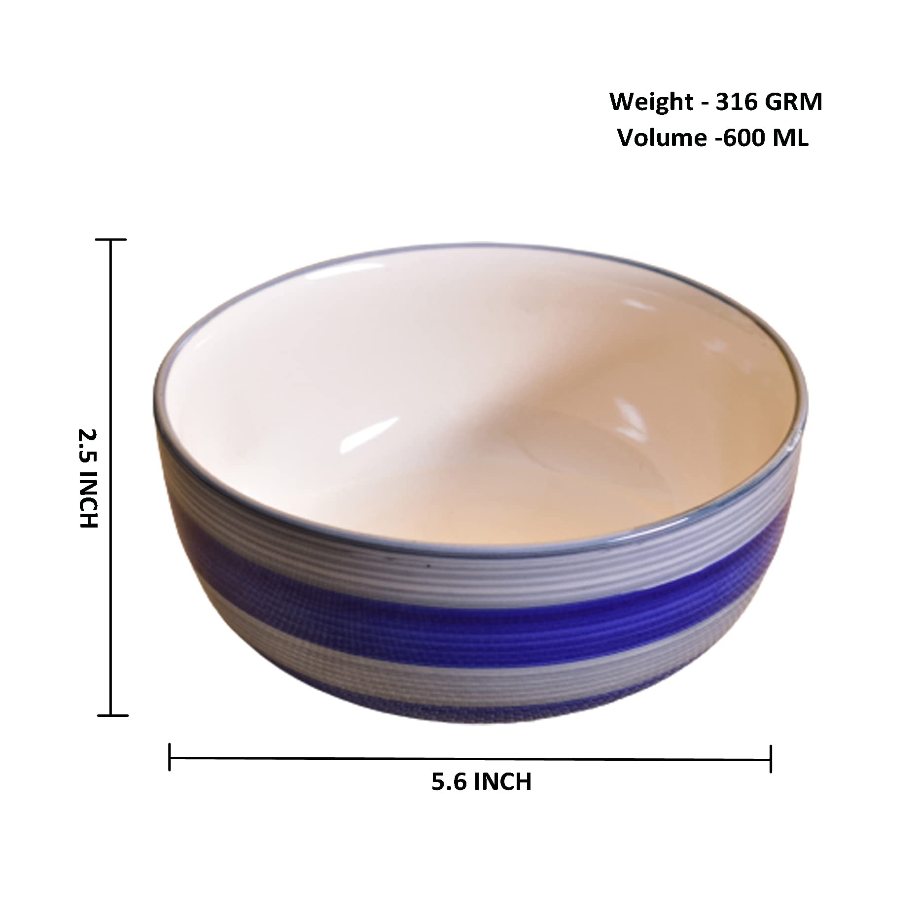 Kunhar Ceramic Bowls - 800 ML, 1 Piece, Monsoon - Image 2