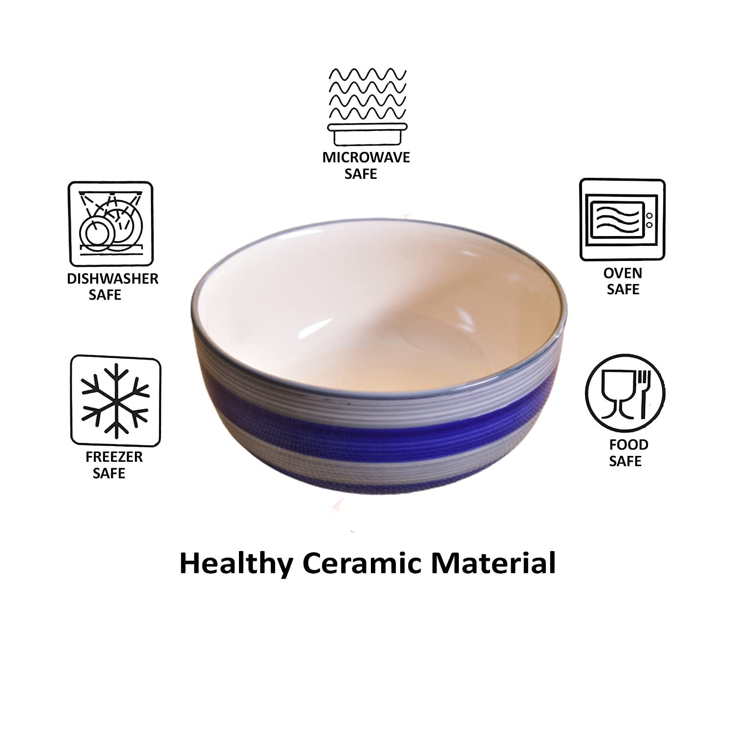 Kunhar Ceramic Bowls - 800 ML, 1 Piece, Monsoon - Image 4