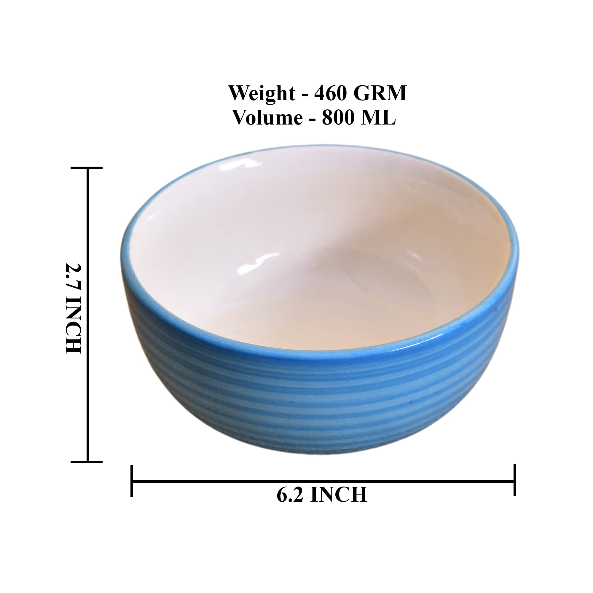Kunhar Ceramic Bowls - 800 Ml, 1 Piece, Crystal Blue - Image 2