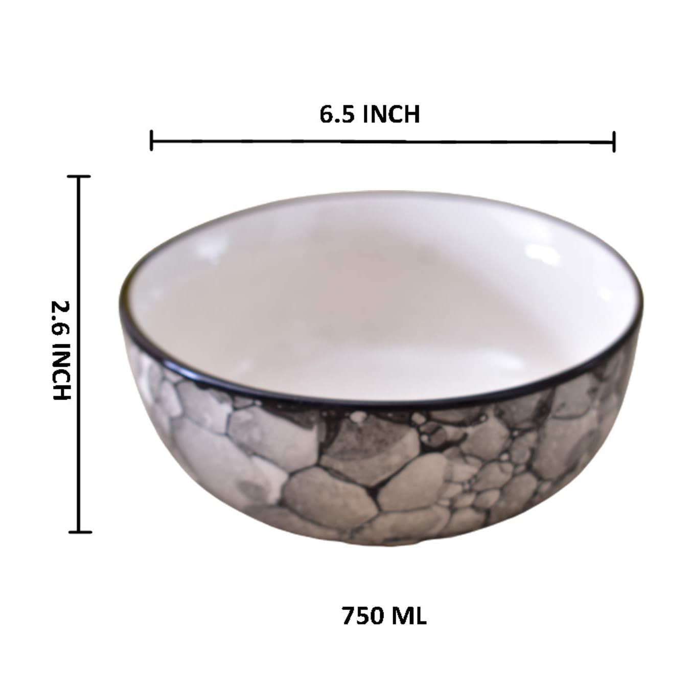 Kunhar Ceramic Serving Bowls (Black Luster, 800 ml) - 1 Piece - Image 2