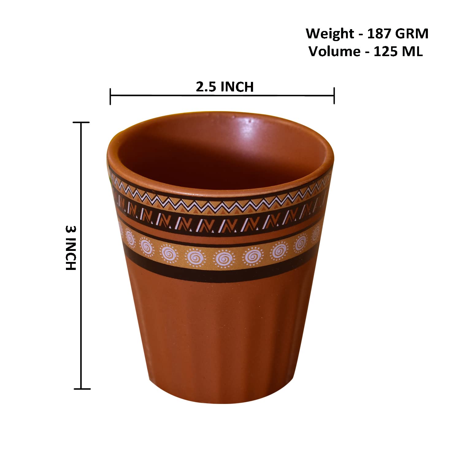 Kunhar Ceramic Tea Glass - 6 Pieces, Cumin, 125ml - Image 2