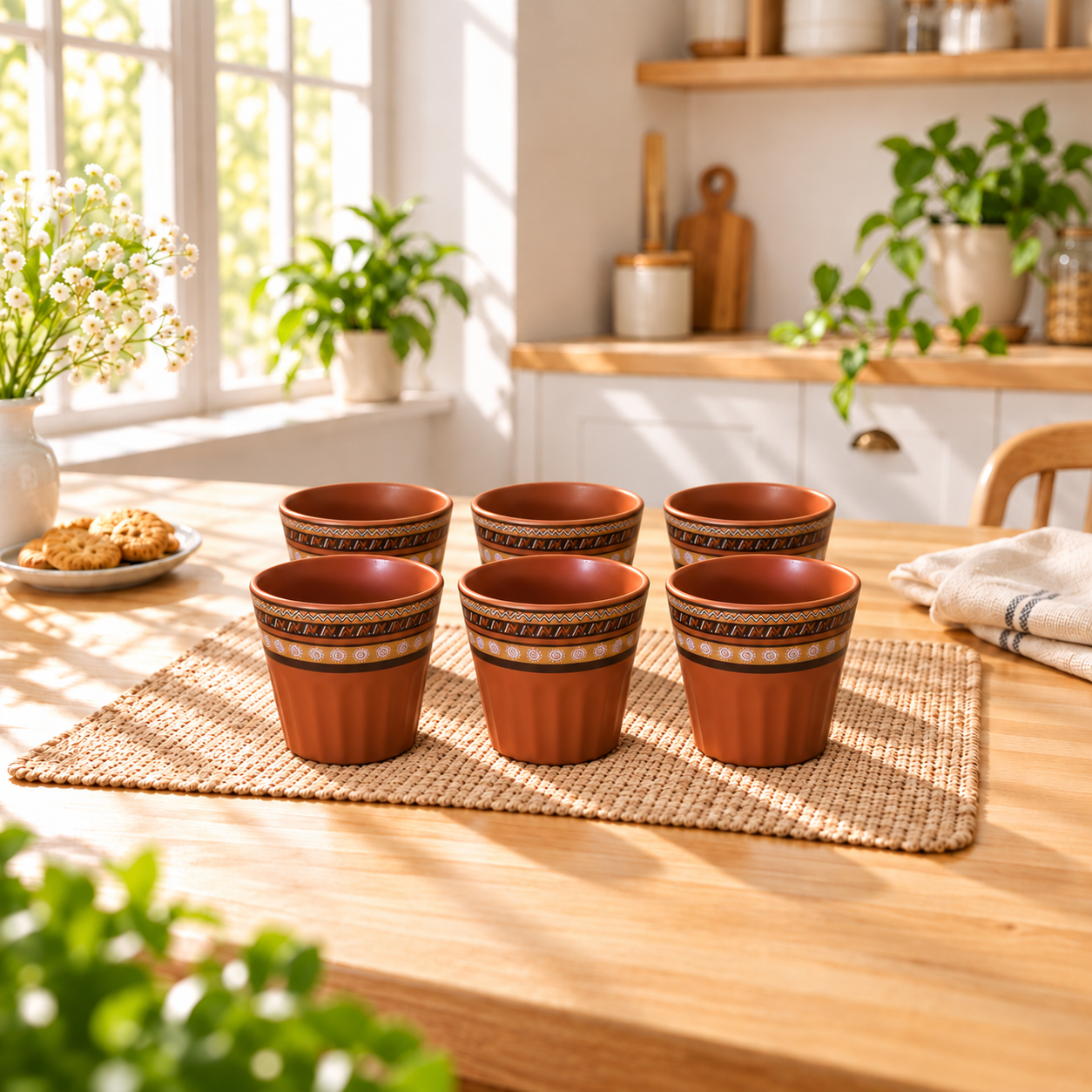 Kunhar Ceramic Tea Glass - 6 Pieces, Cumin, 125ml