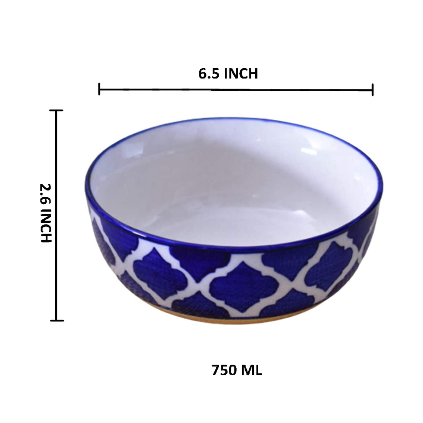 Kunhar Ceramic Serving Bowls (Yellow Blue, 800 ml) - 1 Piece - Image 2