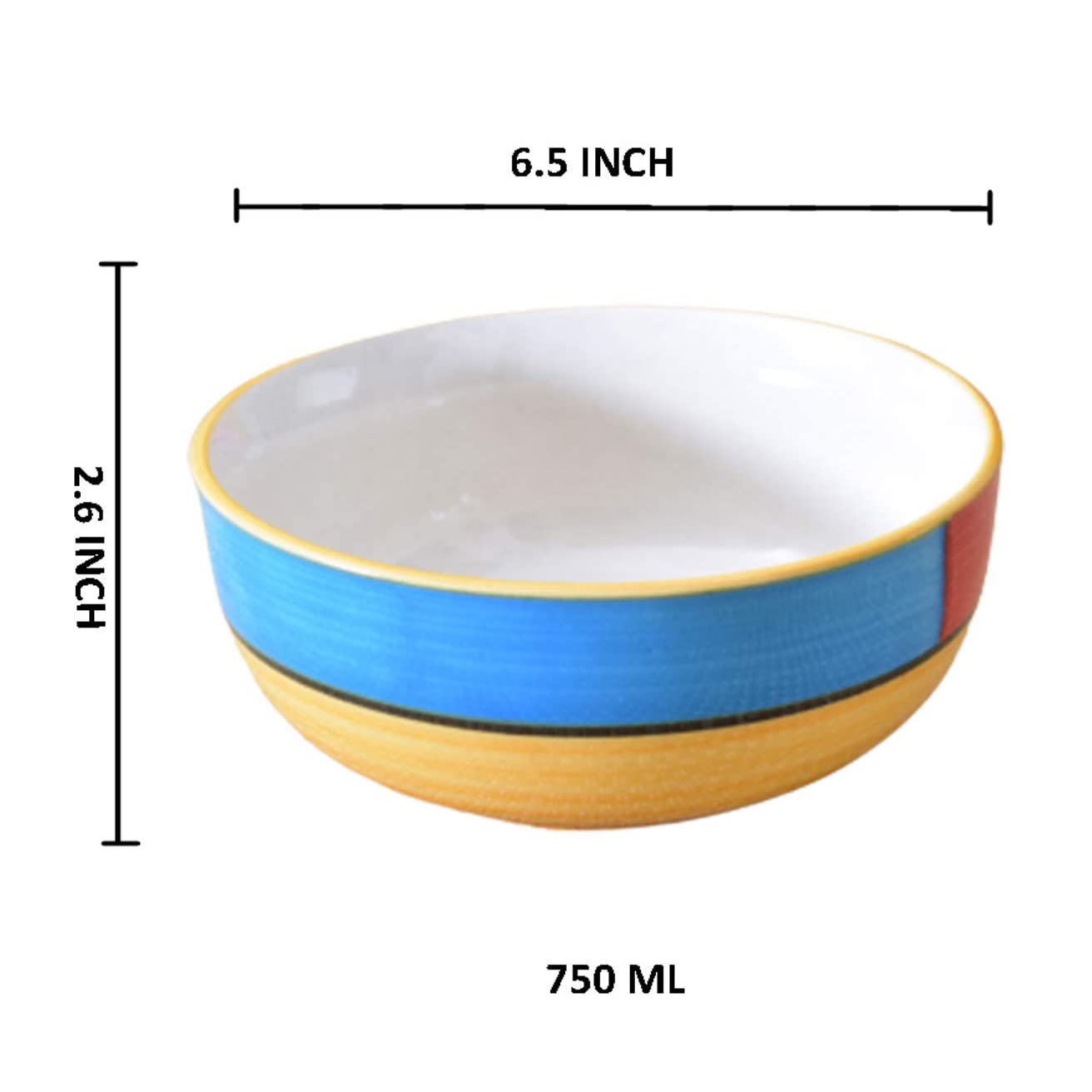 Kunhar Ceramic Serving Bowls (Yellow, 800 ml) - 1 Piece - Image 2