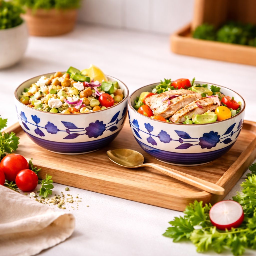 Kunhar Ceramic Mixing Bowls, Microwave Safe Bowl for Kitchen, Freezer & Dishwasher, Ideal for Snacks, Rice, Salad, and Noodles - 800 ML, 2 Pieces, Blue Flower - Image 2