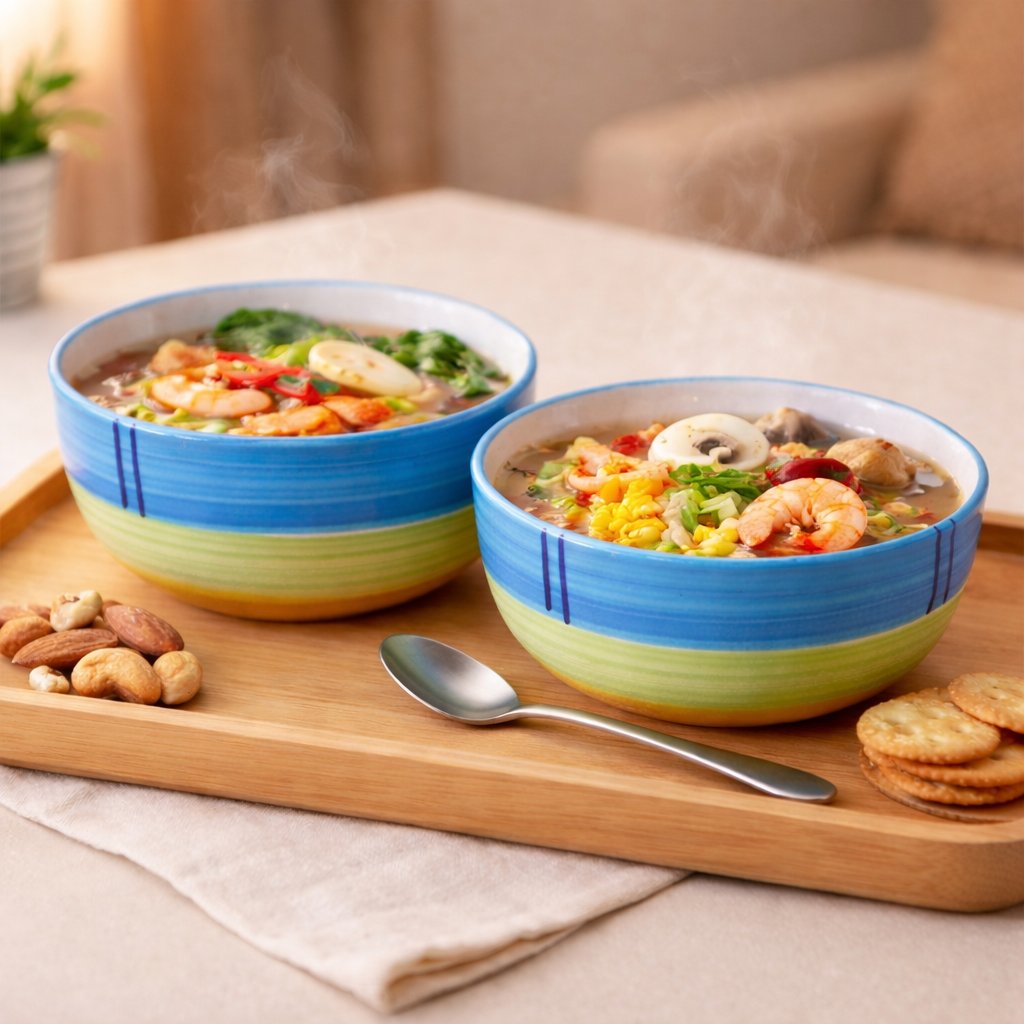 Kunhar Ceramic Mixing Bowls, Microwave Safe Bowl for Kitchen, Freezer & Dishwasher, Ideal for Snacks, Rice, Salad, and Noodles - 800 ML, 2 Pieces, Green - Image 2