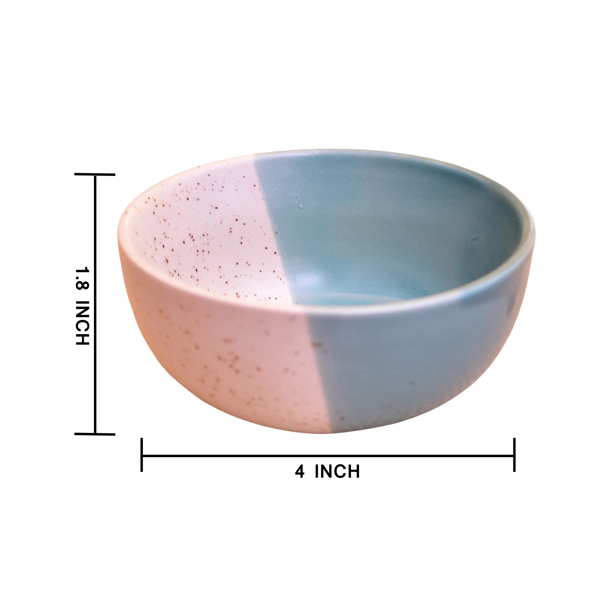 Kunhar Ceramic Dessert Bowls - 200 ML, 4 Pieces, White Dusty Blue - Image 2