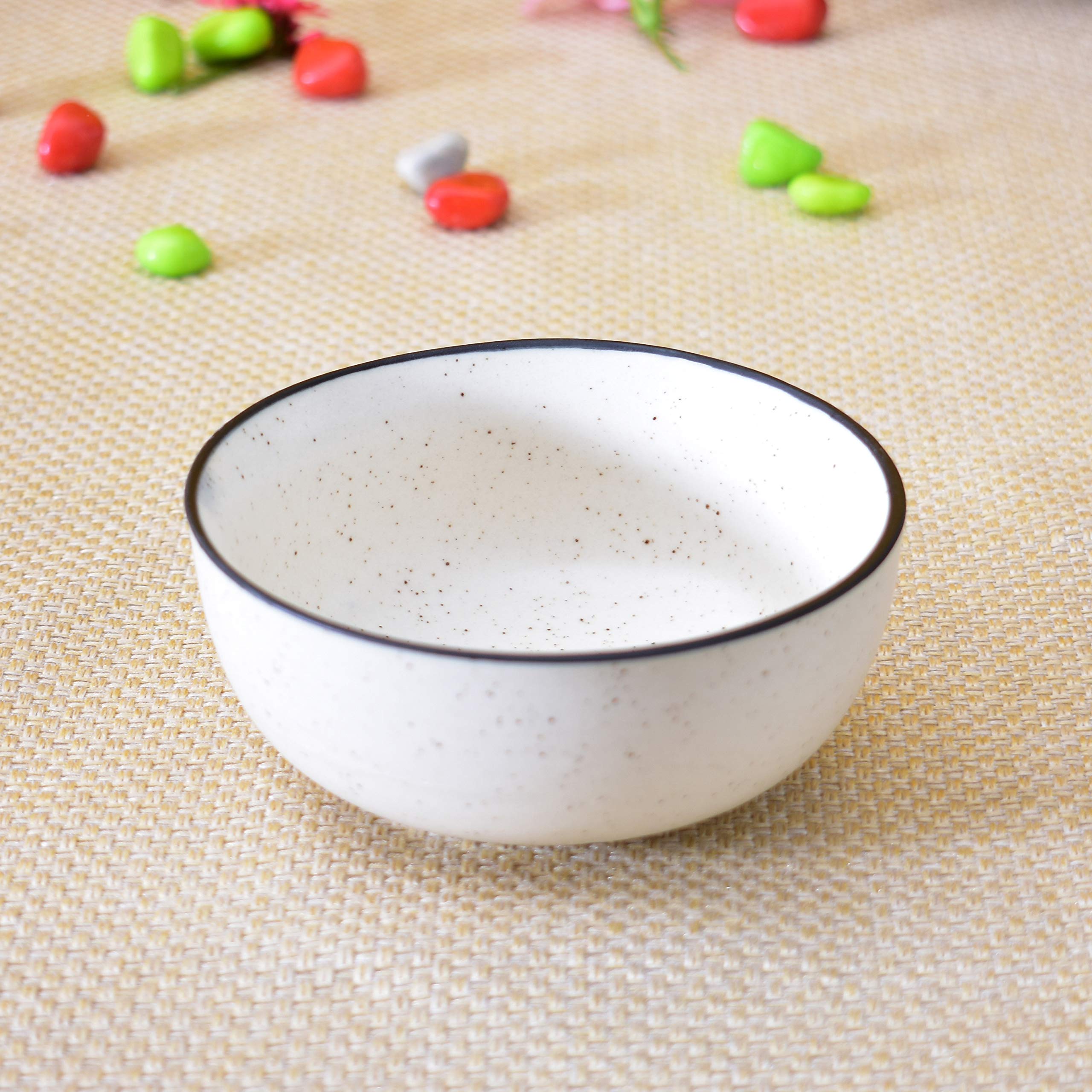 Kunhar Ceramic Serving Bowls (White Matt Black Border, 800 ml) - 1 Piece - Image 3