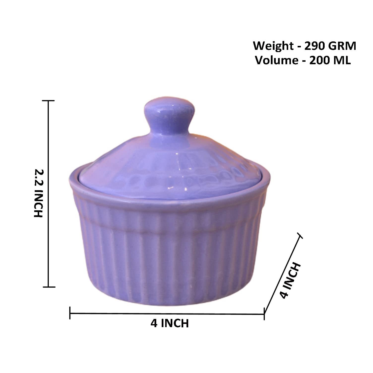 KunhaR Ceramic Butter Pot - 200 Ml, 6 Pieces, Cornflower Blue - Image 2