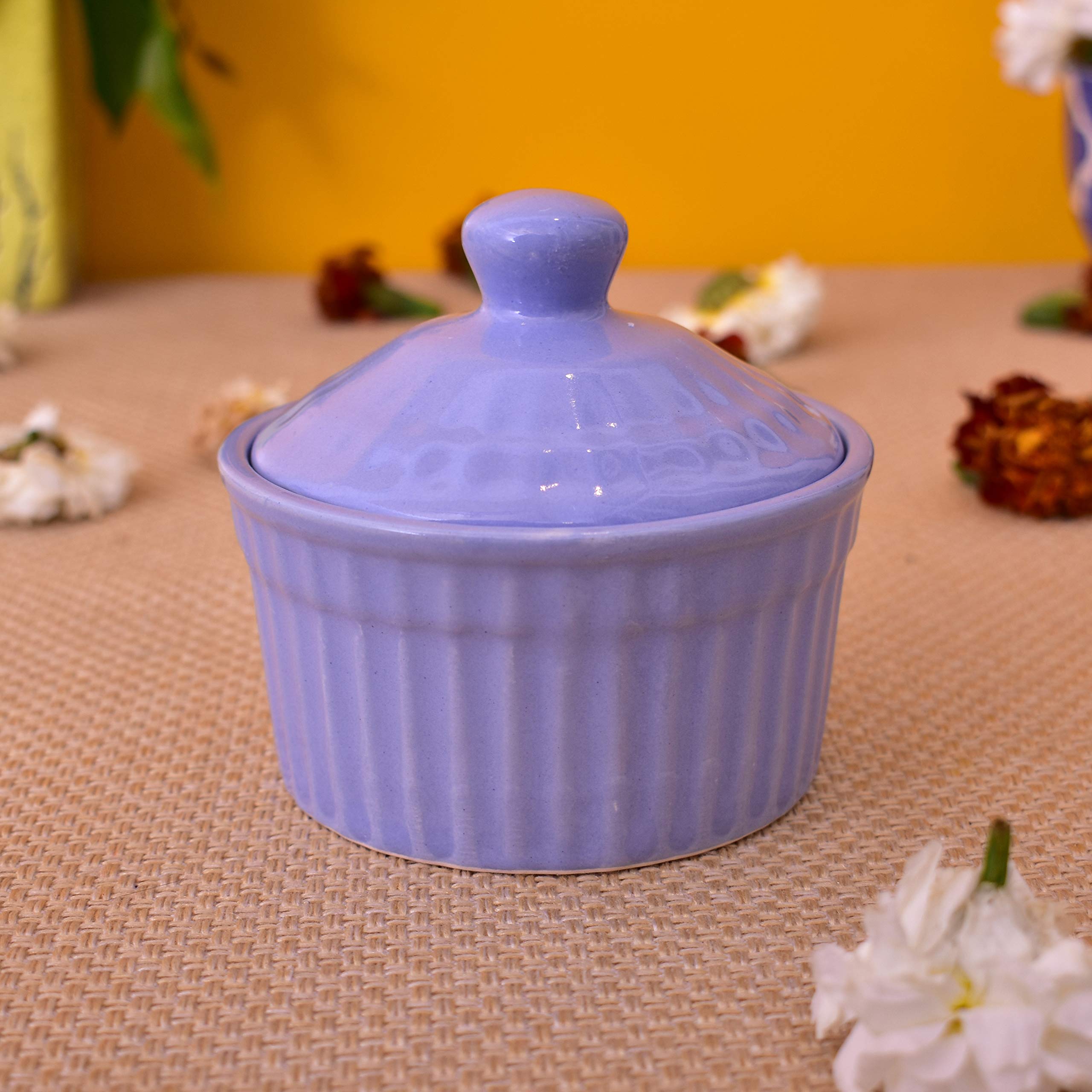 KunhaR Ceramic Butter Pot - 200 Ml, 6 Pieces, Cornflower Blue - Image 3