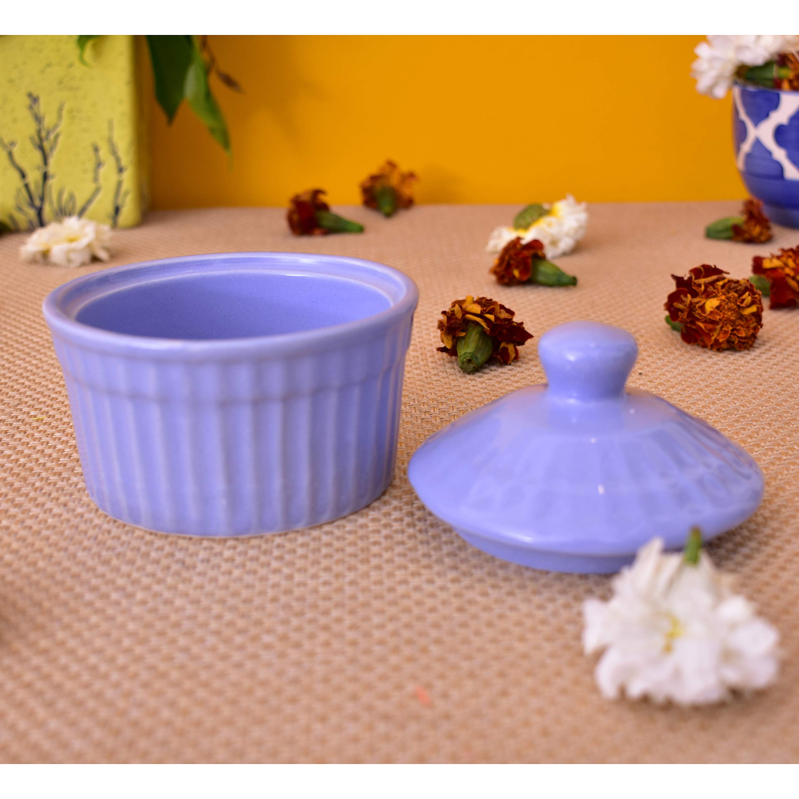 KunhaR Ceramic Butter Pot - 200 Ml, 6 Pieces, Cornflower Blue - Image 4
