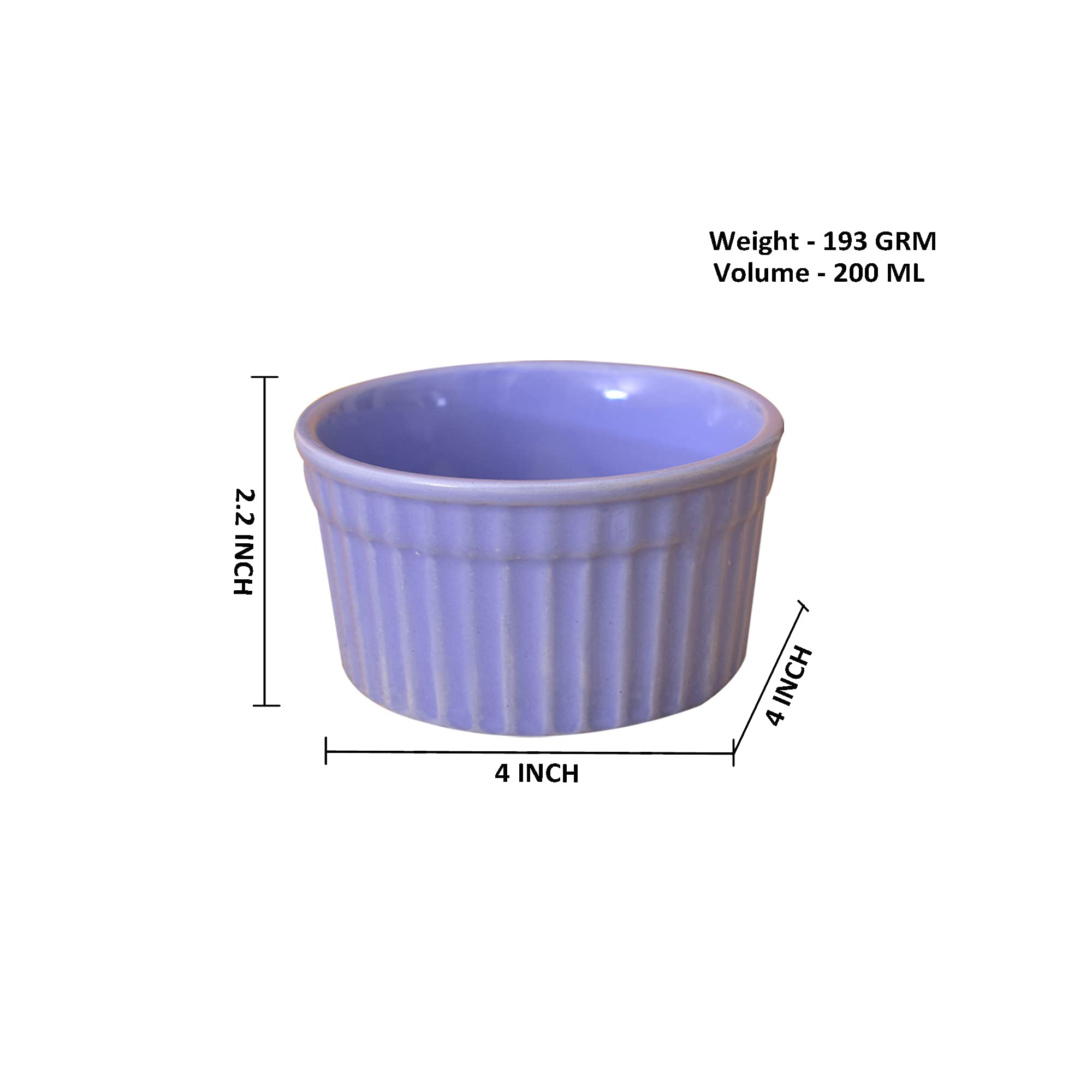 KunhaR Ceramic Ramekin Bowls - 200 ML, 6 Pieces, Lavender Blue - Image 2