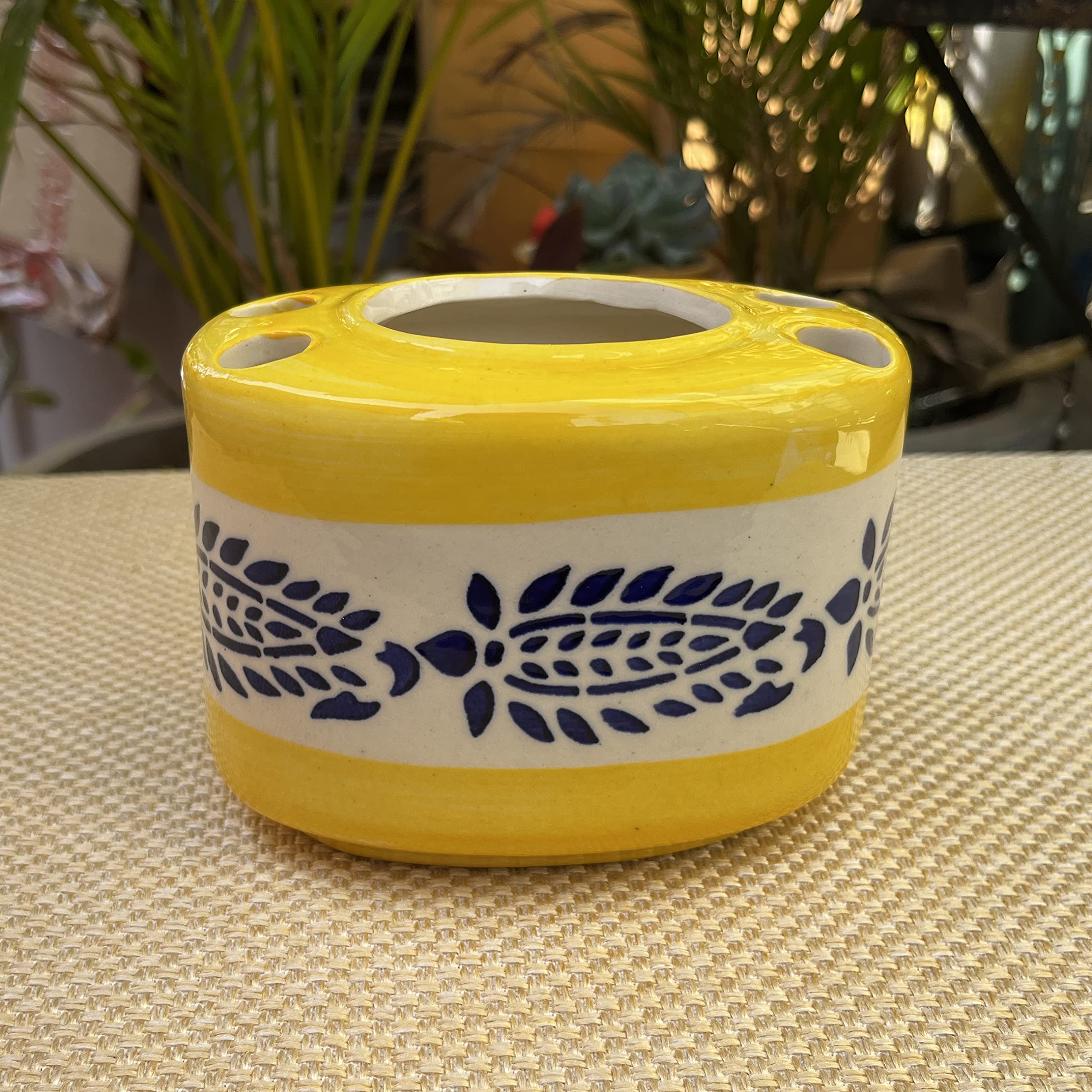 KunhaR Ceramic 2-Piece Bathroom Accessory Set, Yellow (Liquid Soap Dispenser 300 ML and Toothbrush Holder) - Image 4