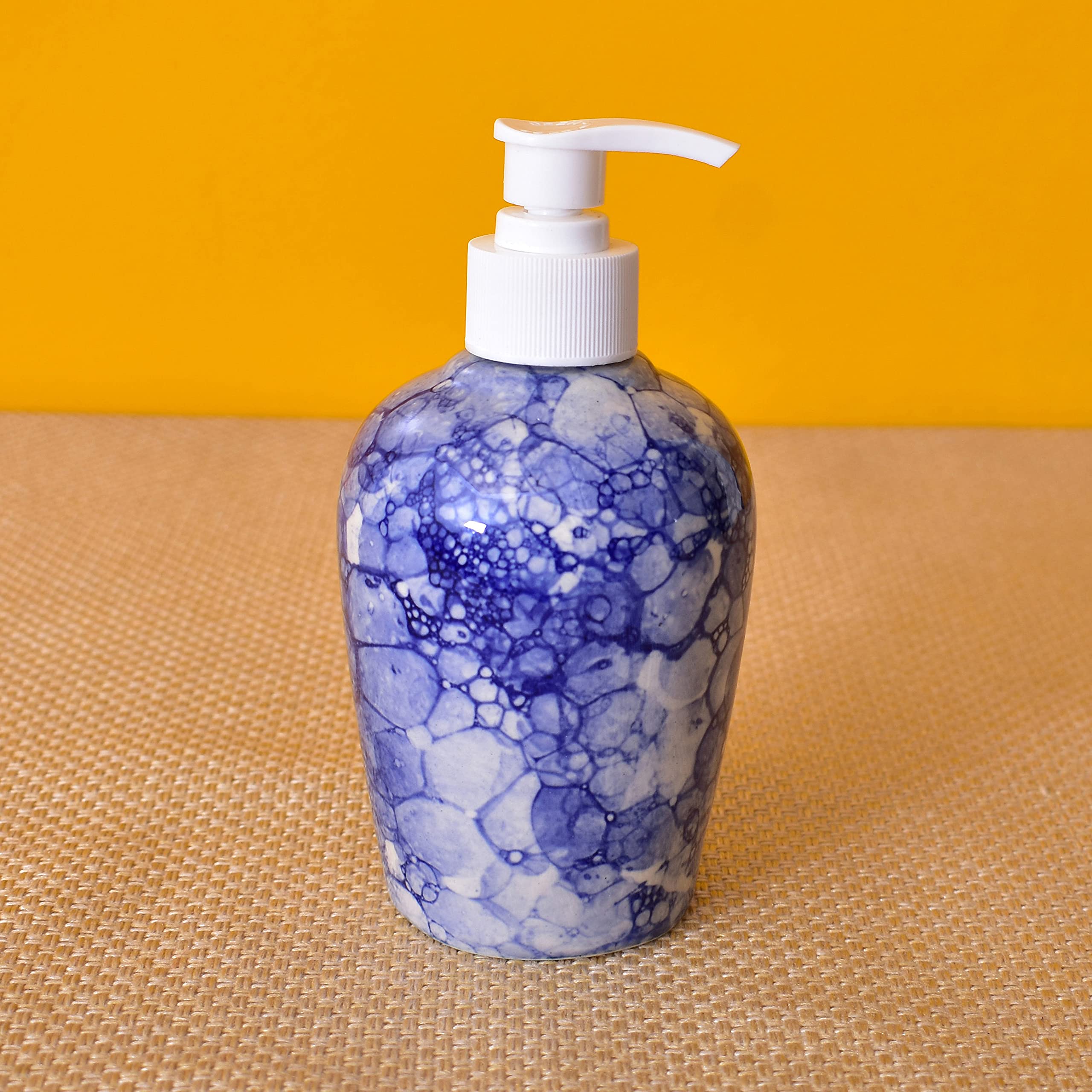 KunhaR Ceramic Bathroom Accessory Set, Blue Luster (Liquid Soap Dispenser and Toothbrush Holder) - Image 3