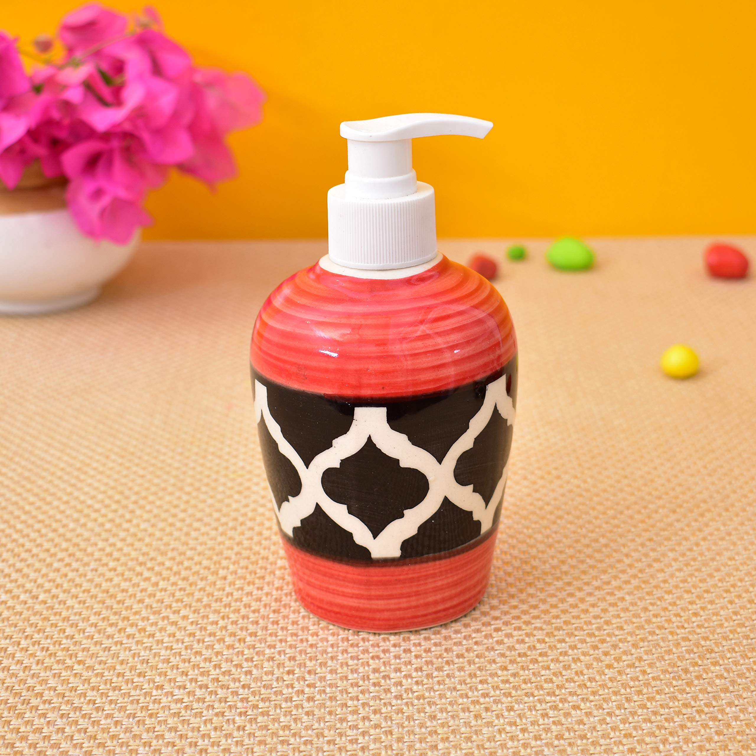 KunhaR Ceramic Bathroom Accessory Set, Red (Liquid Soap Dispenser, Soap Tray, Toothbrush Holder) - Image 4