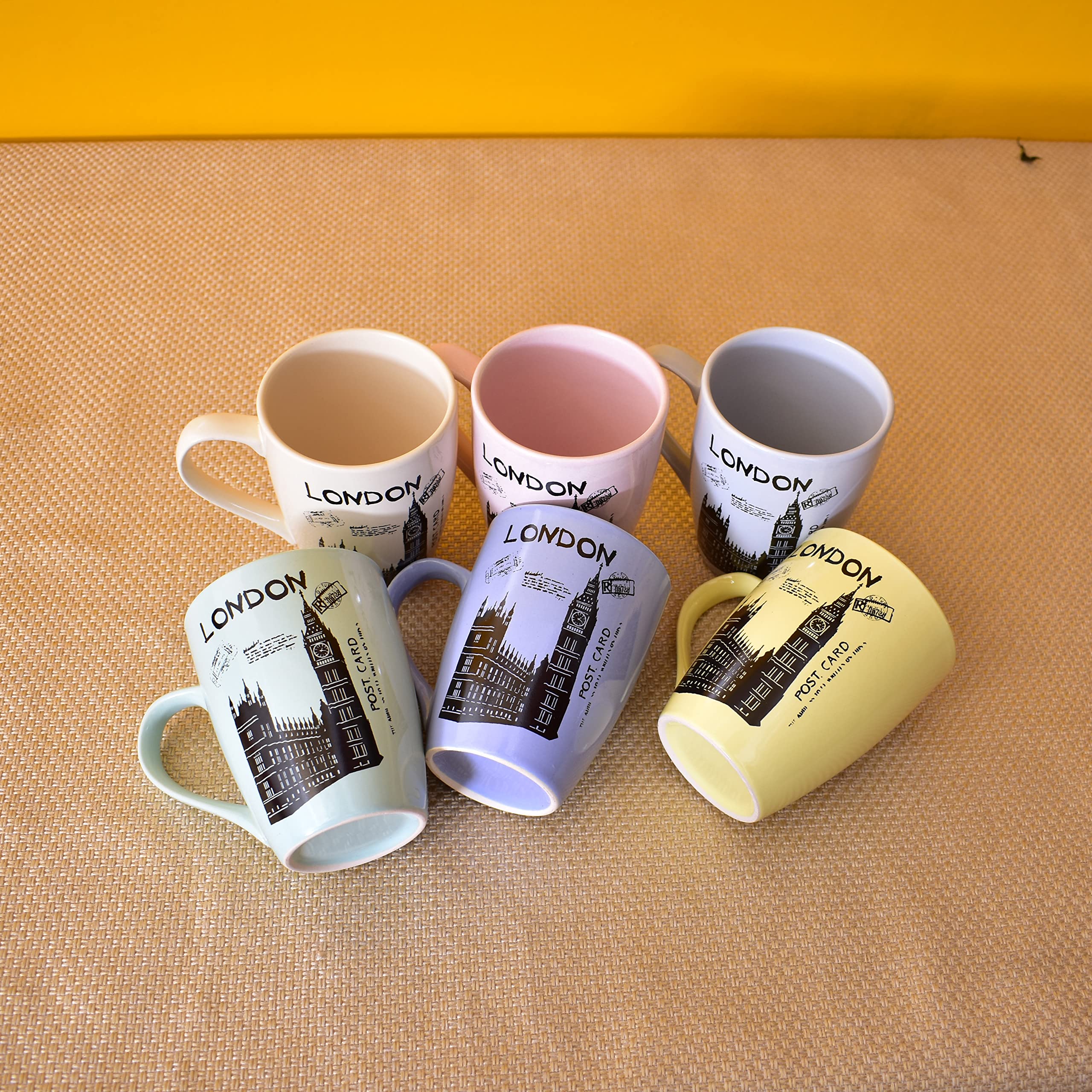 Kunhar Ceramic Coffee Mug - 6 Pieces, Multicolor, 300ml - Image 9