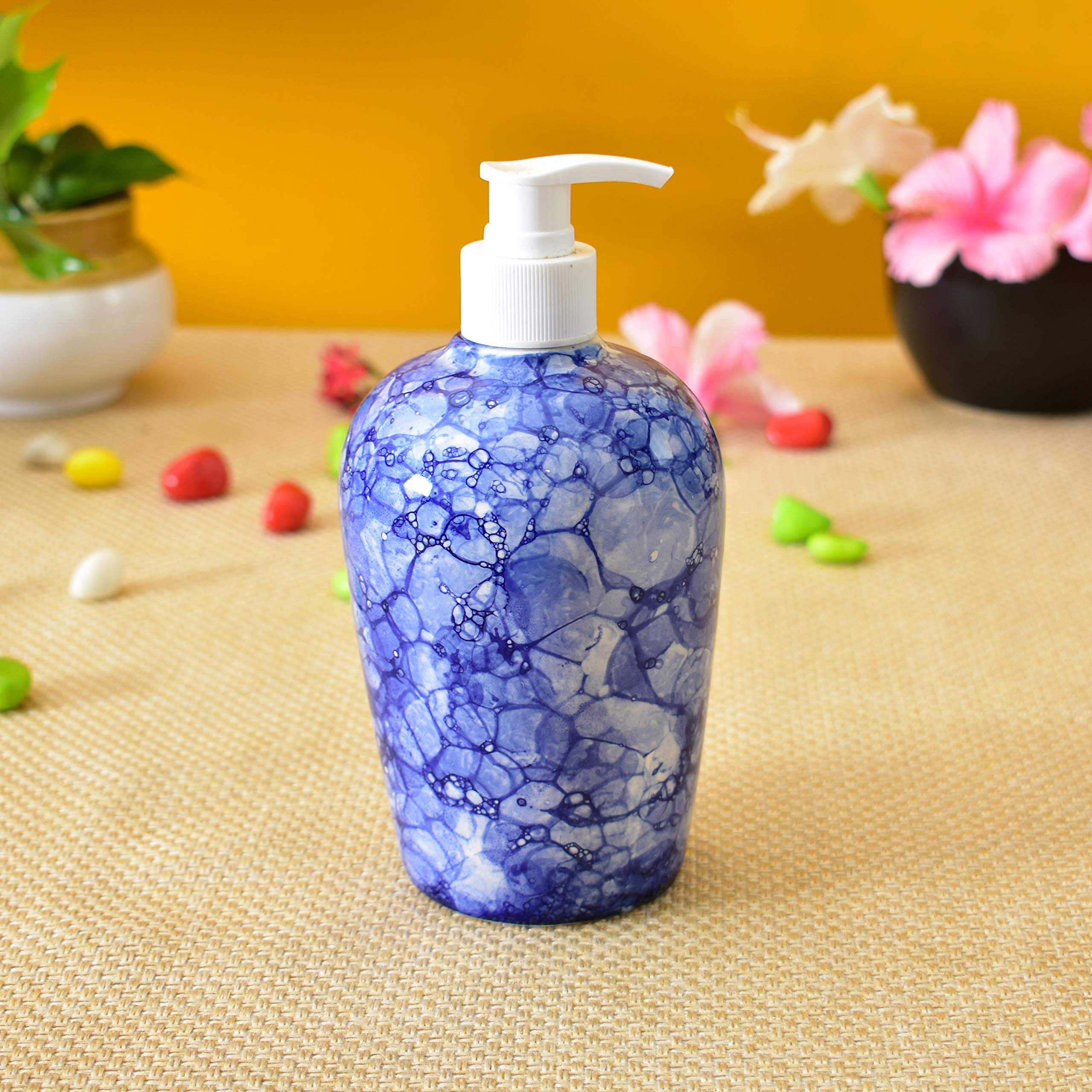 KunhaR Ceramic 3-Piece Bathroom Accessory Set, Blue-Luster (Liquid Soap Dispenser 450 ML, Soap Tray and Toothbrush Holder) - Image 4