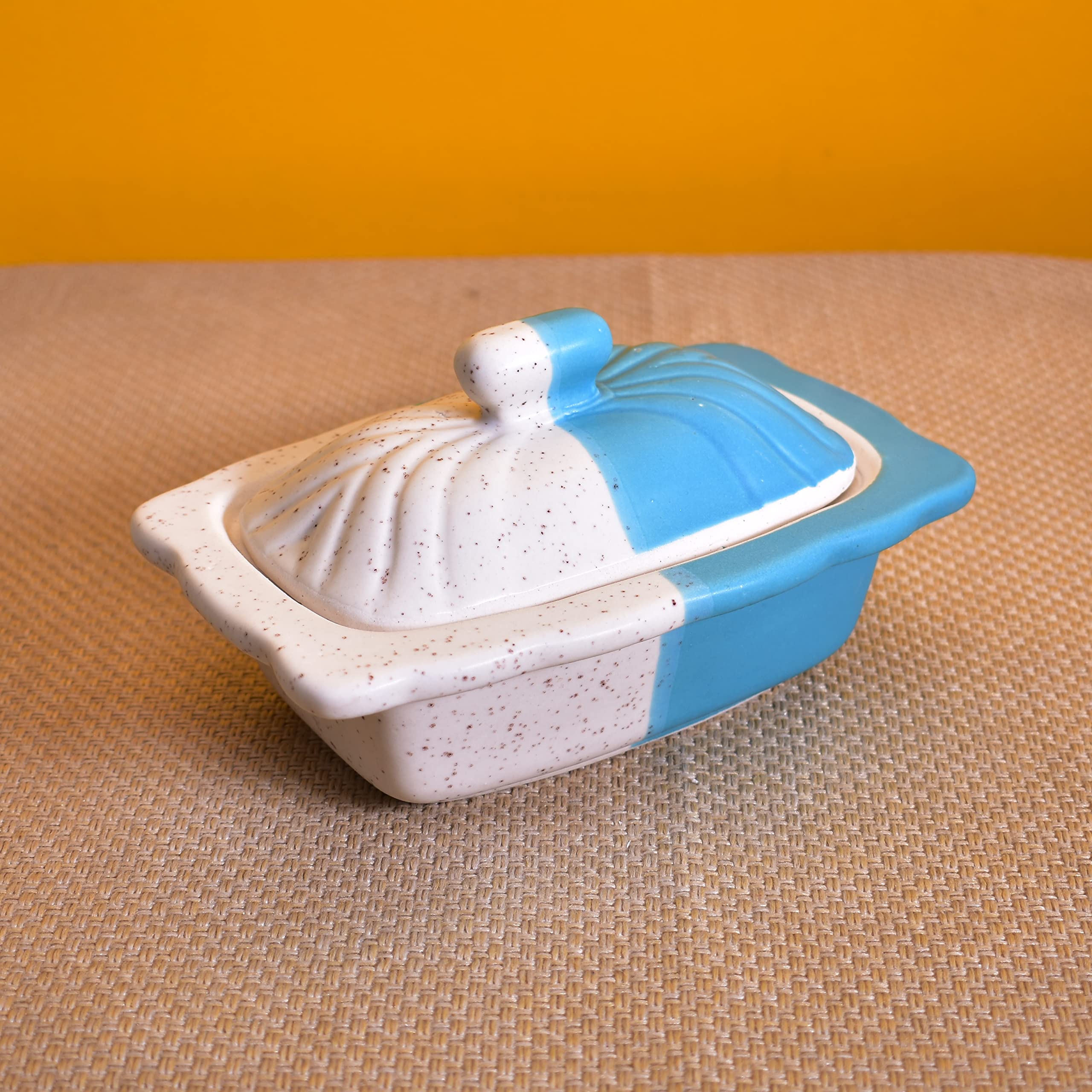 KunhaR Ceramic Butter Pot - 350 Ml, 1 Piece, White Blue - Image 5