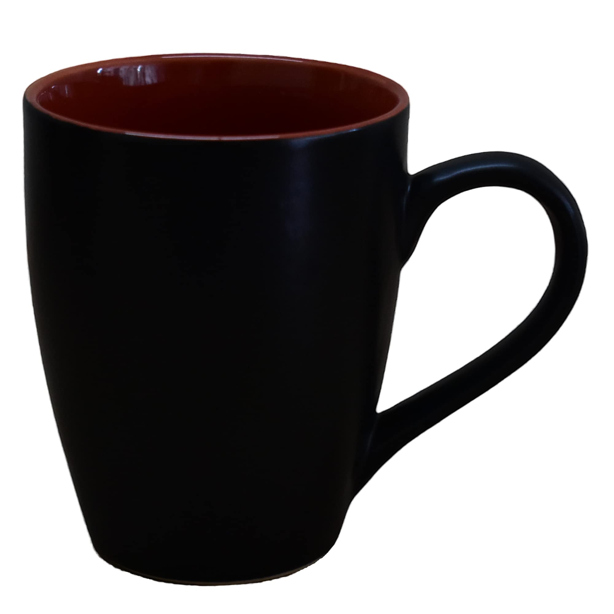 Kunhar Ceramic Coffee Mug, Ceramic Milk Mug - 350 Ml, 2 Pieces, Black Red