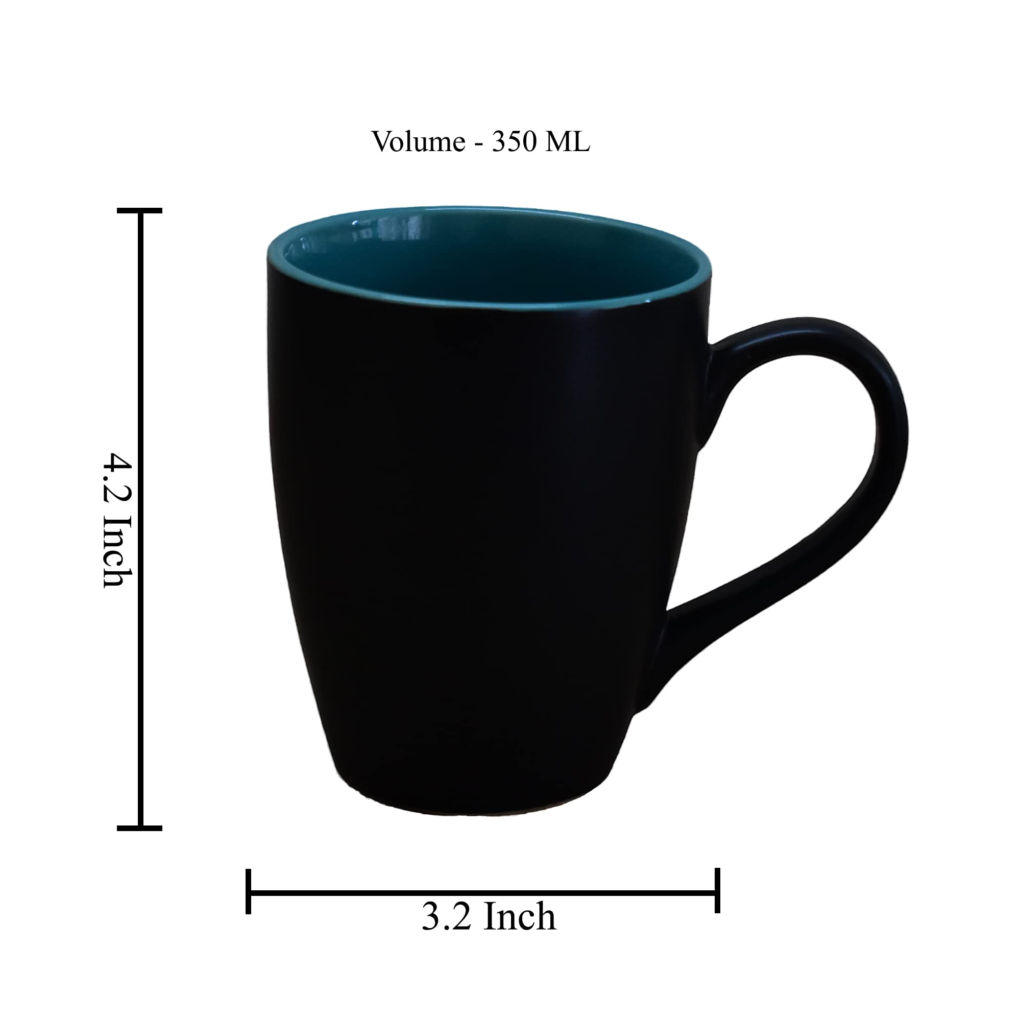 Kunhar Ceramic Coffee Mug, Ceramic Milk Mug - 350 Ml, 2 Pieces, Nile Blue - Image 2