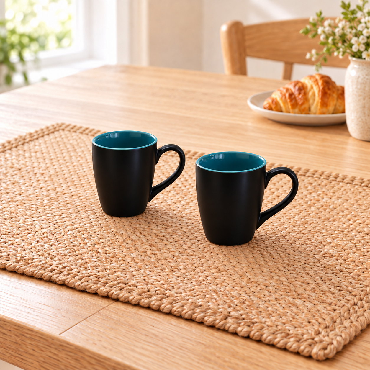 Kunhar Ceramic Coffee Mug, Ceramic Milk Mug - 350 Ml, 2 Pieces, Nile Blue