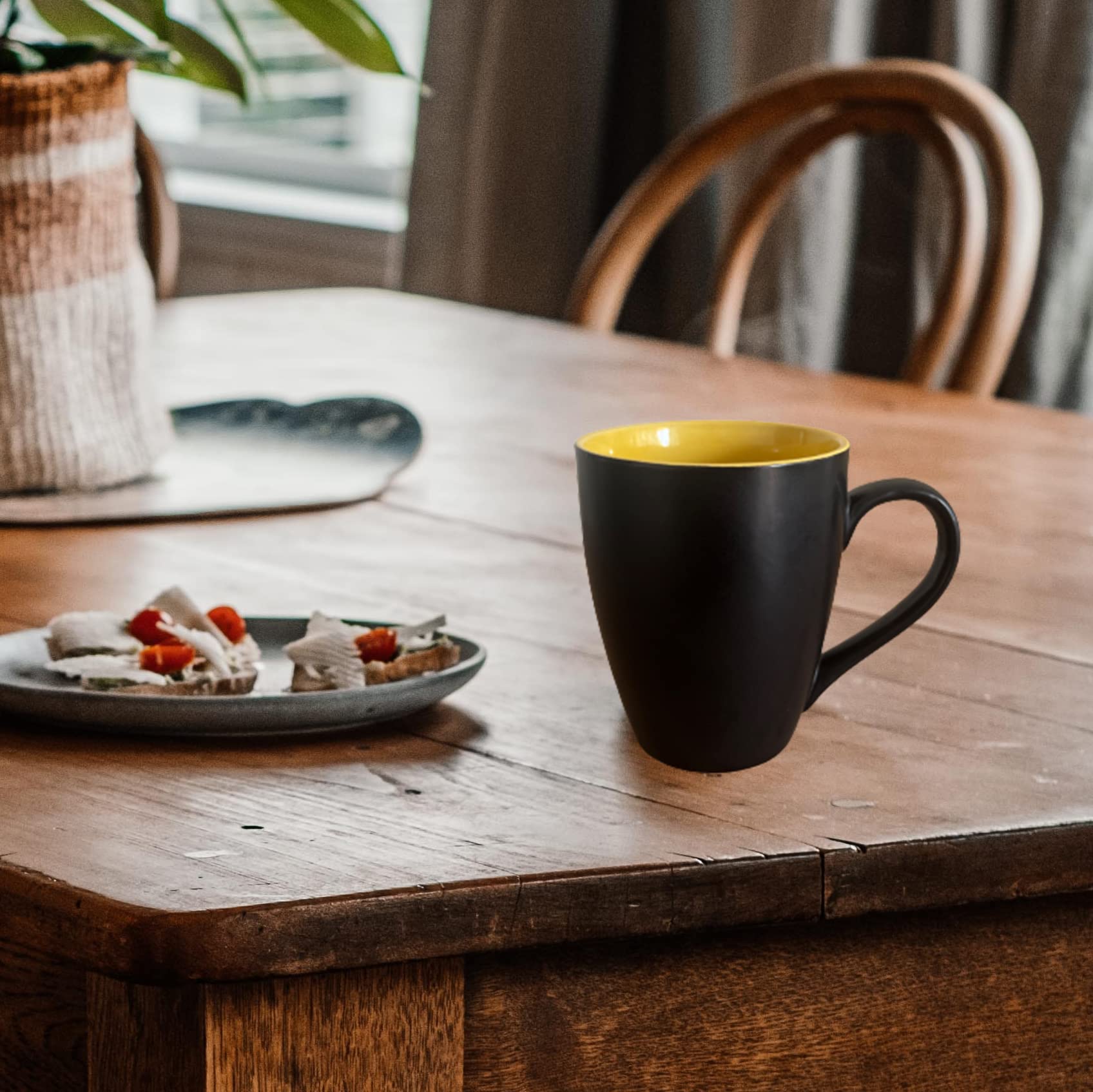Kunhar Ceramic Coffee Mug, Ceramic Milk Mug - 350 Ml, 1 Piece, Black Yellow Matte - Image 3