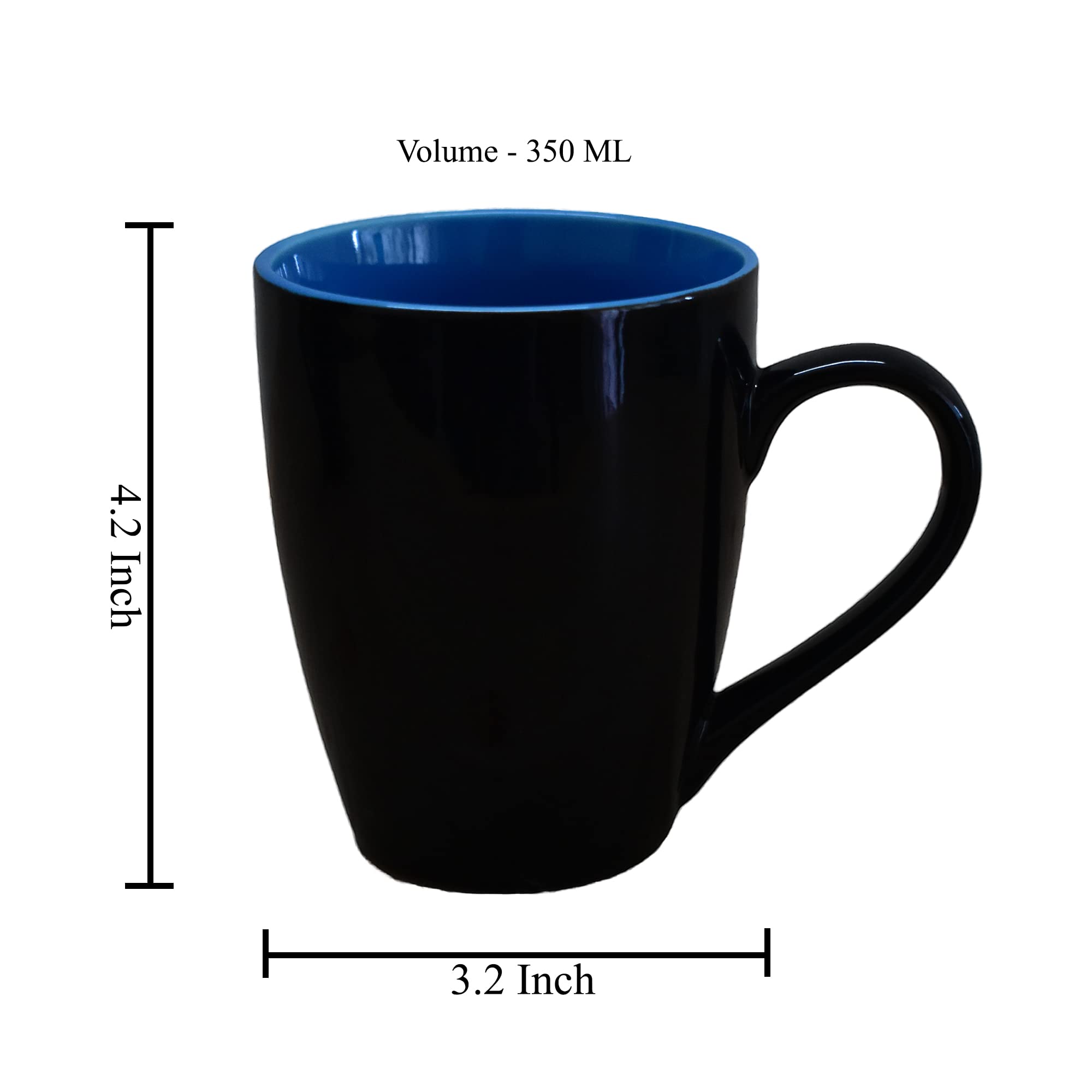 Kunhar Ceramic Coffee Mug, Ceramic Milk Mug - 350 Ml, 1 Piece, Blue Black Shine - Image 2