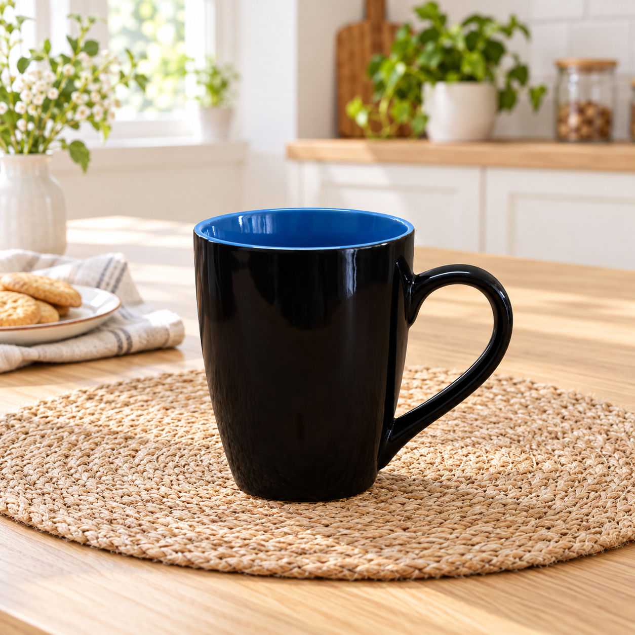 Kunhar Ceramic Coffee Mug, Ceramic Milk Mug - 350 Ml, 1 Piece, Blue Black Shine
