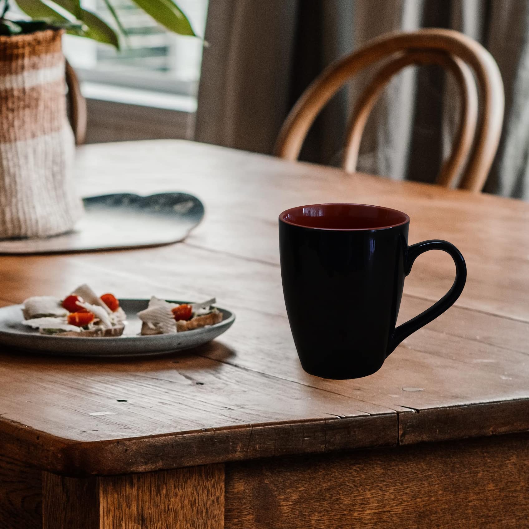 Kunhar Ceramic Coffee Mug, Ceramic Milk Mug - 350 Ml, 2 Pieces, Red Black Shine - Image 3